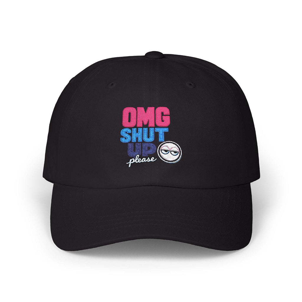 OMG Shut Up embroidered emoji cap | Dad Cap, White Adjustable Hat