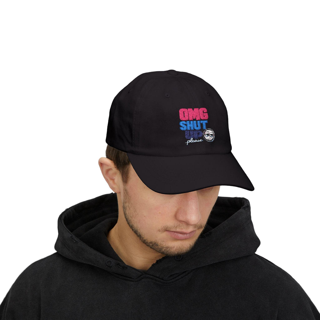 OMG Shut Up embroidered emoji cap | Dad Cap, White Adjustable Hat