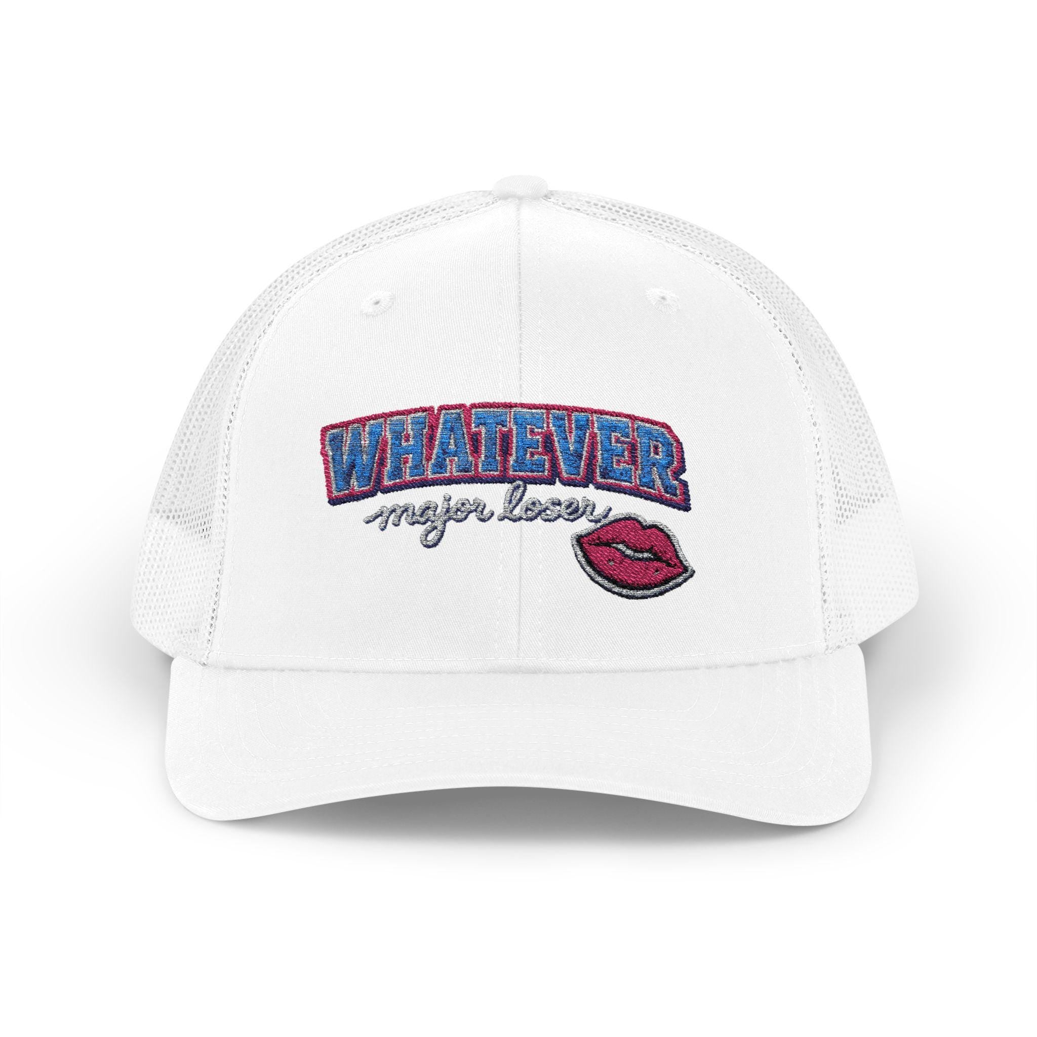 Whatever Maybe Later Snapback Cap | Embroidered Lip Patch, Sassy Text