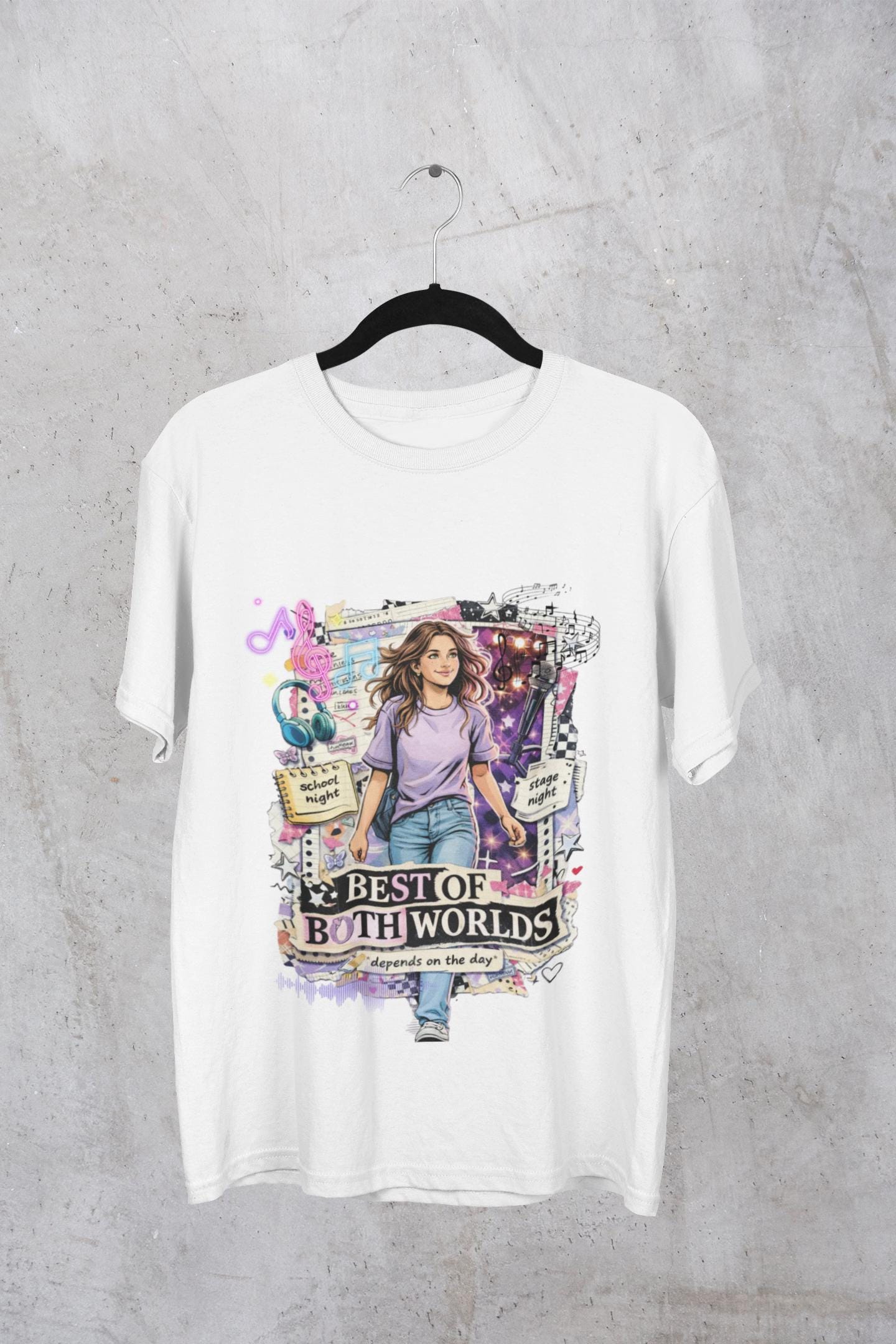 Y2K Music Girl Graphic Tee – Nostalgic Collage Shirt
