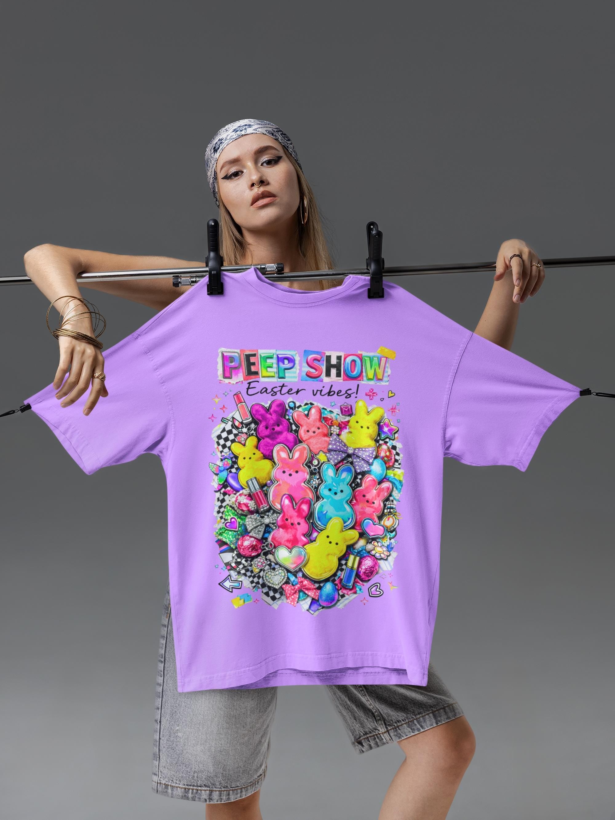 Peep Show Easter T-Shirt - Y2K Kawaii Pastel Collage Tee