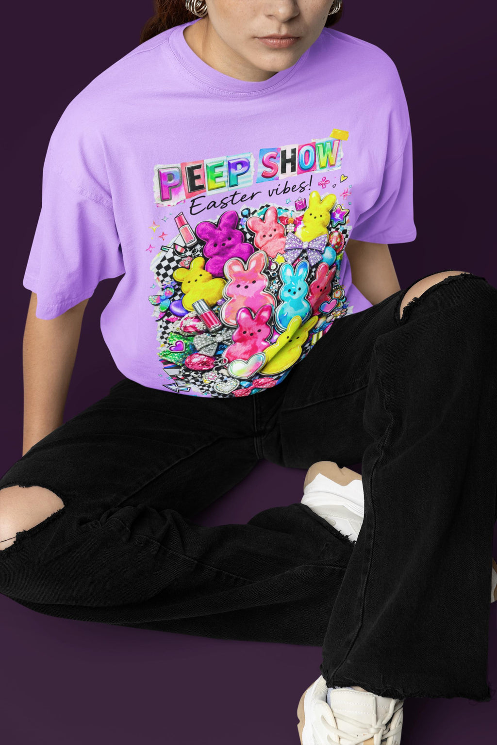 Peep Show Easter T-Shirt - Y2K Kawaii Pastel Collage Tee
