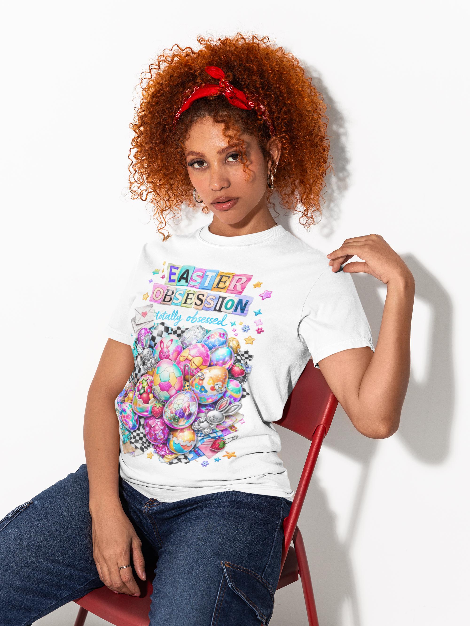 Easter Obsession Graphic Tee - Candy Egg Collage, Spring Outfit