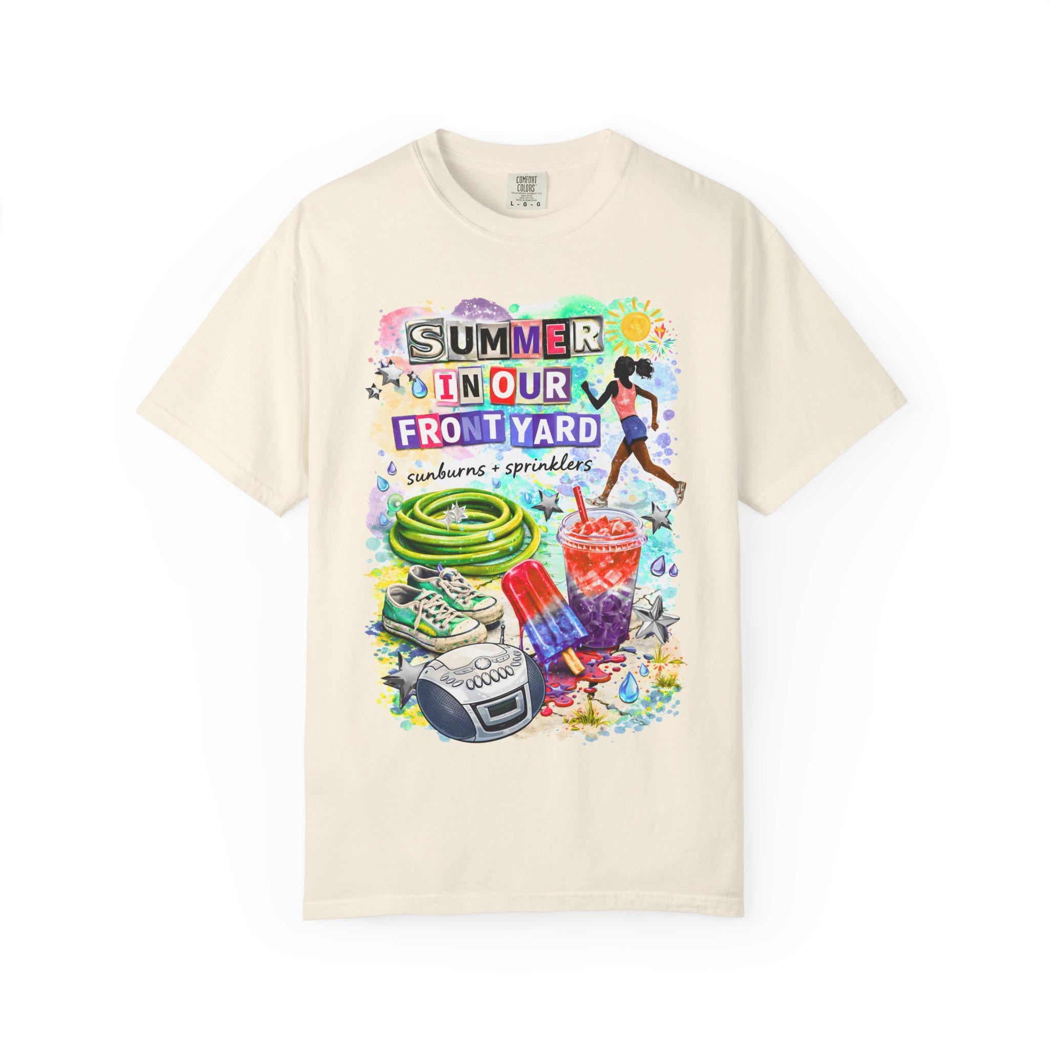 Nostalgic Summer Front Yard Graphic Tee - Comfort Colors Unisex T-Shirt