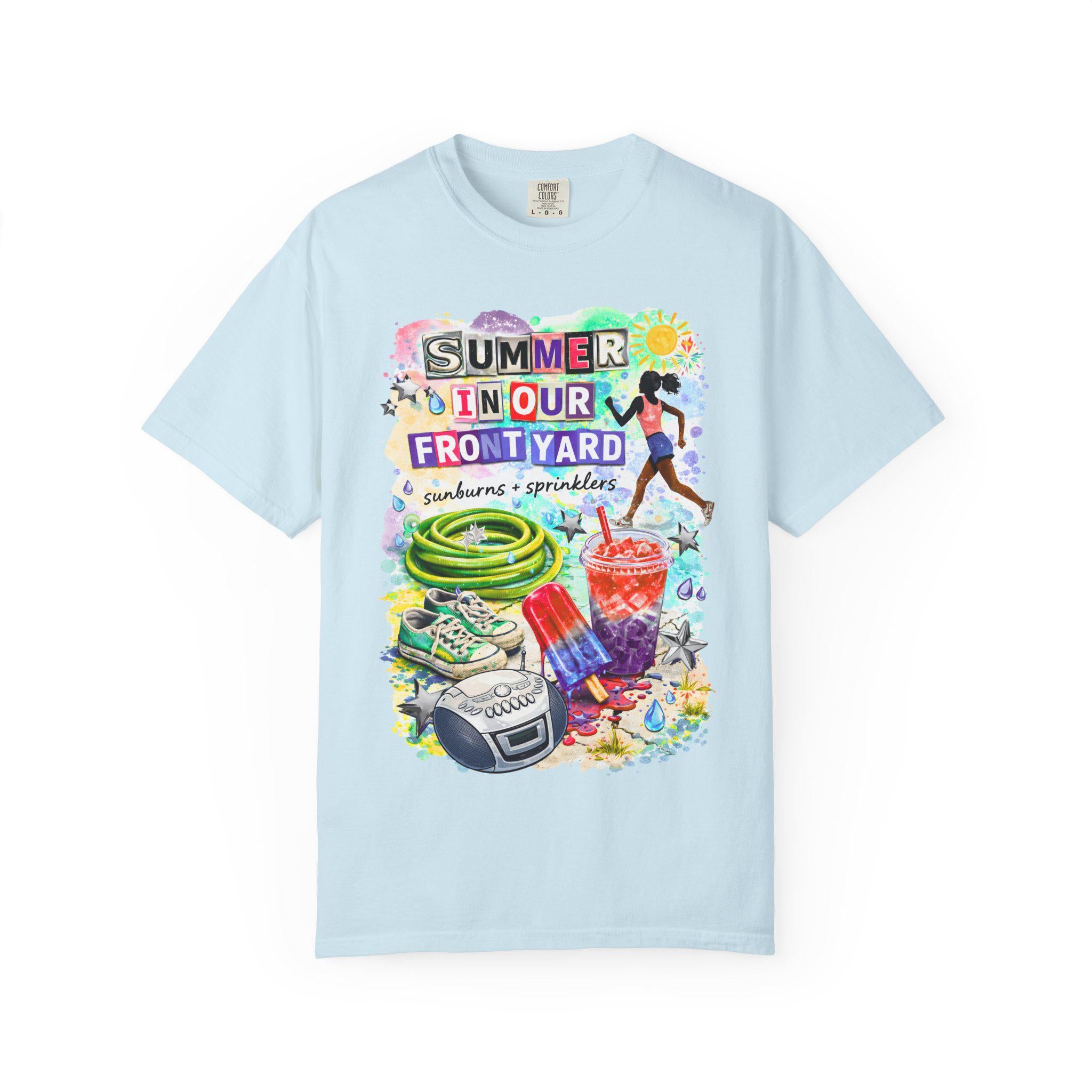 Nostalgic Summer Front Yard Graphic Tee - Comfort Colors Unisex T-Shirt