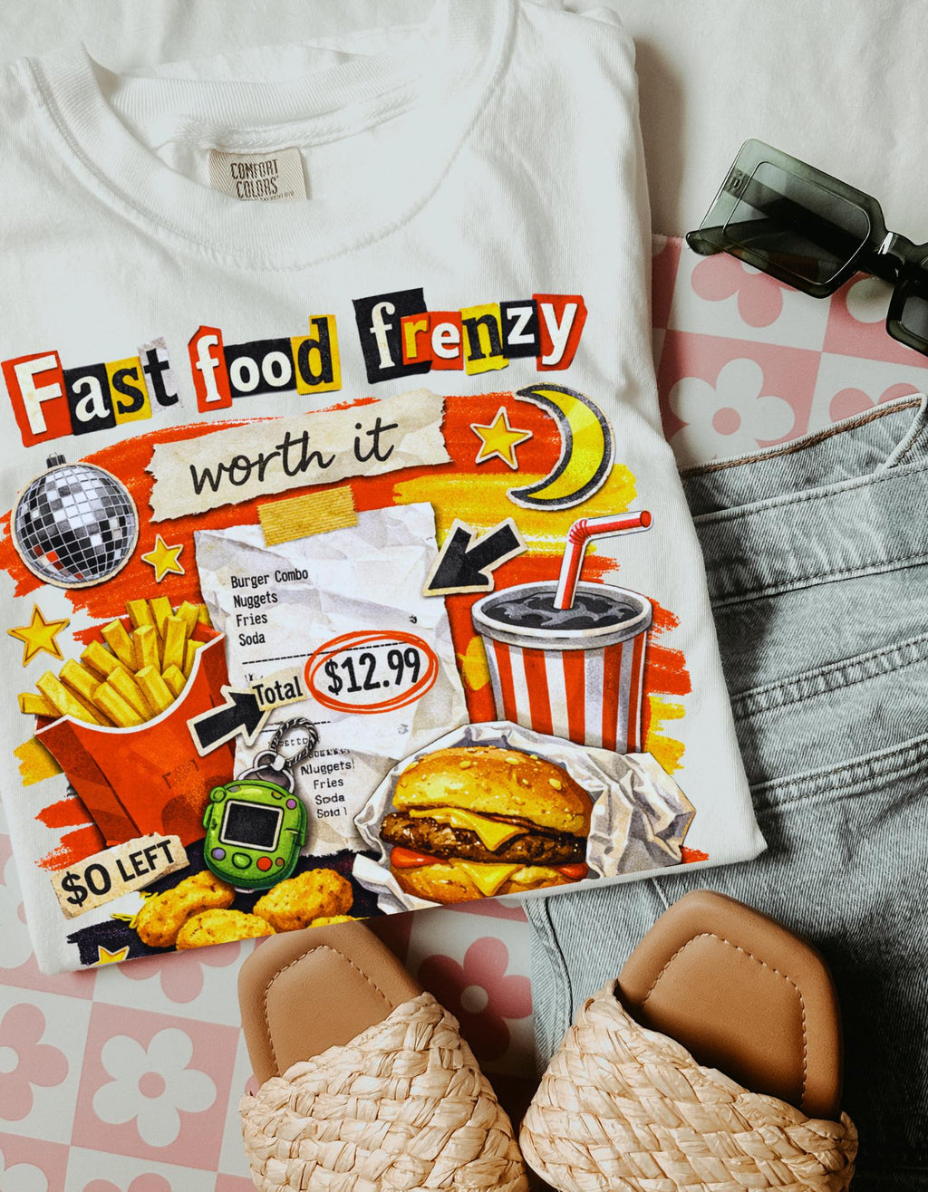 Fast Food Frenzy Graphic Tee | Retro Diner Collage T-Shirt