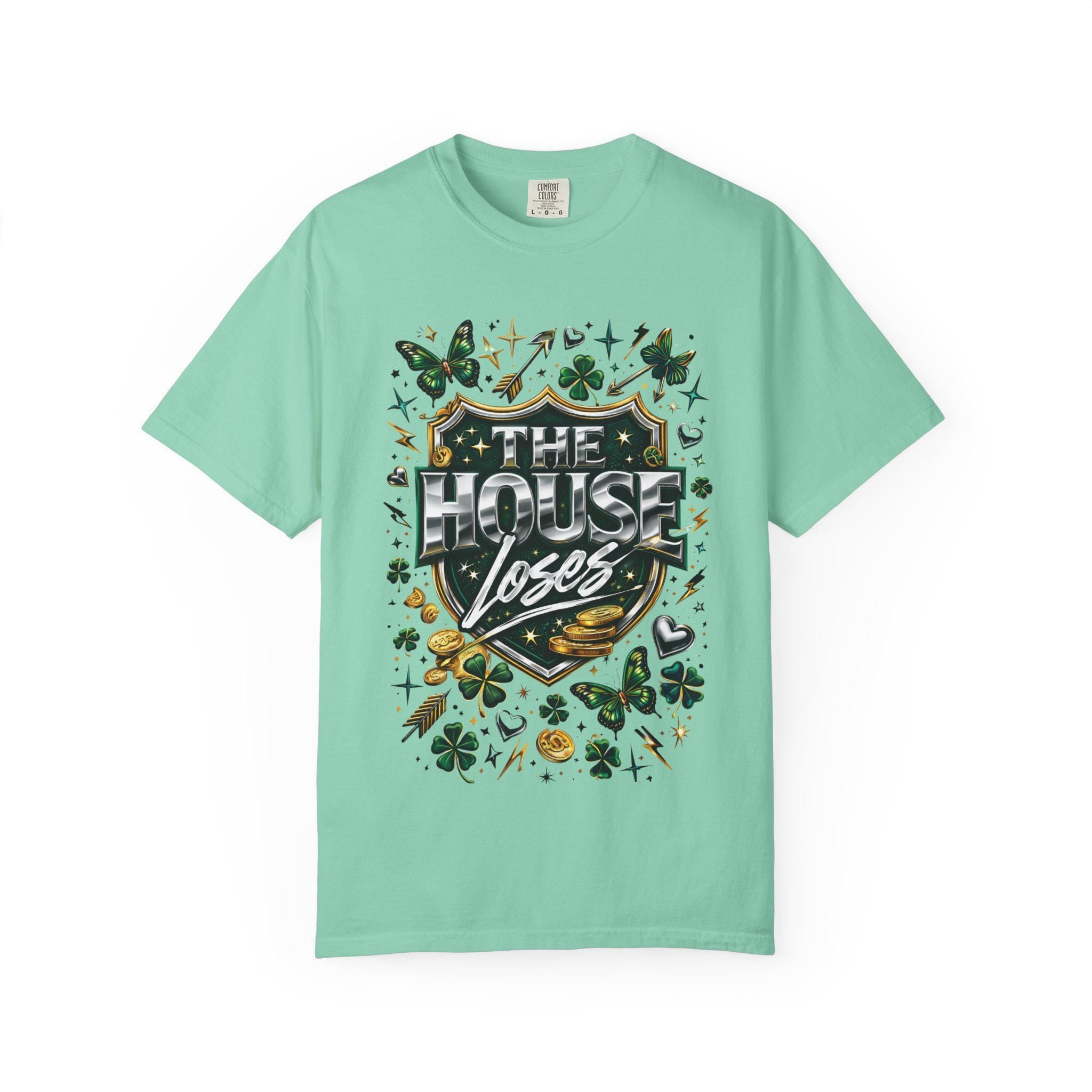 The House Loses T-shirt | Shamrocks, Horseshoe, Poker Chip Design