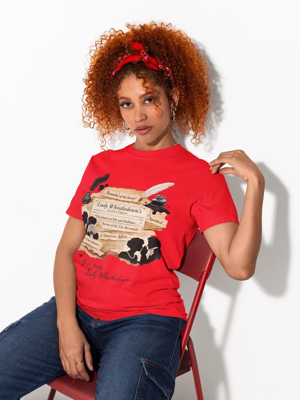 Victorian Lady Silhouettes T-Shirt | Vintage Quill & Floral Novelty Tee