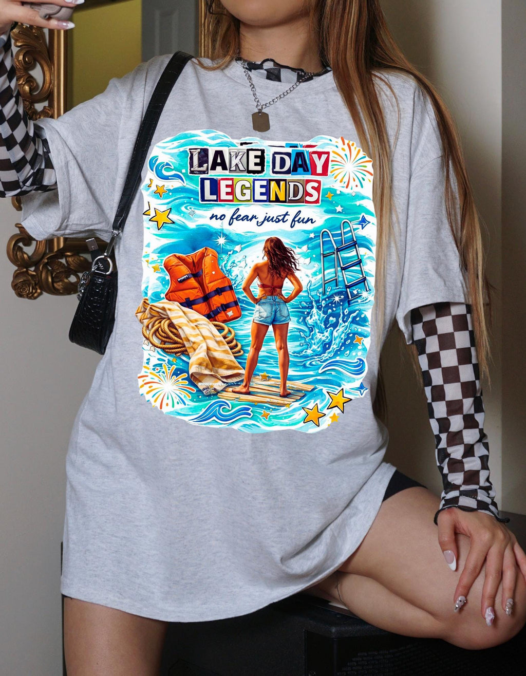 Lake Day Legends T-Shirt | Beach Scene Woman on Dock Summer Vibes Unisex Tee