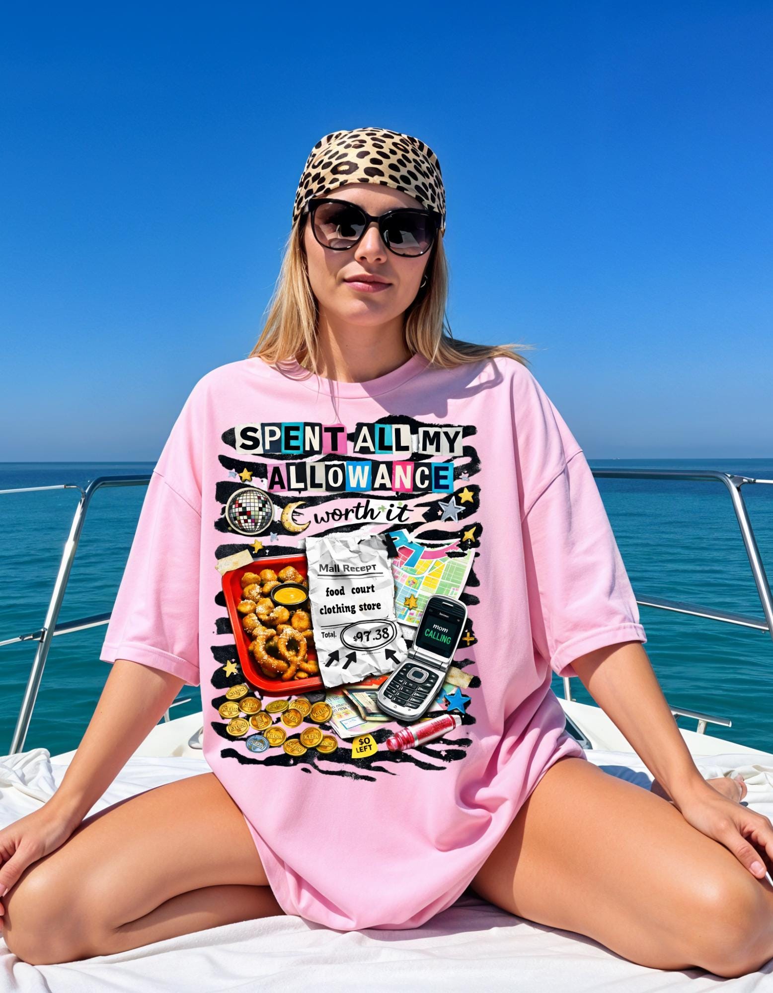 Spent All My Allowance T-Shirt | Retro Snacks, Coins, Flip Phone Design