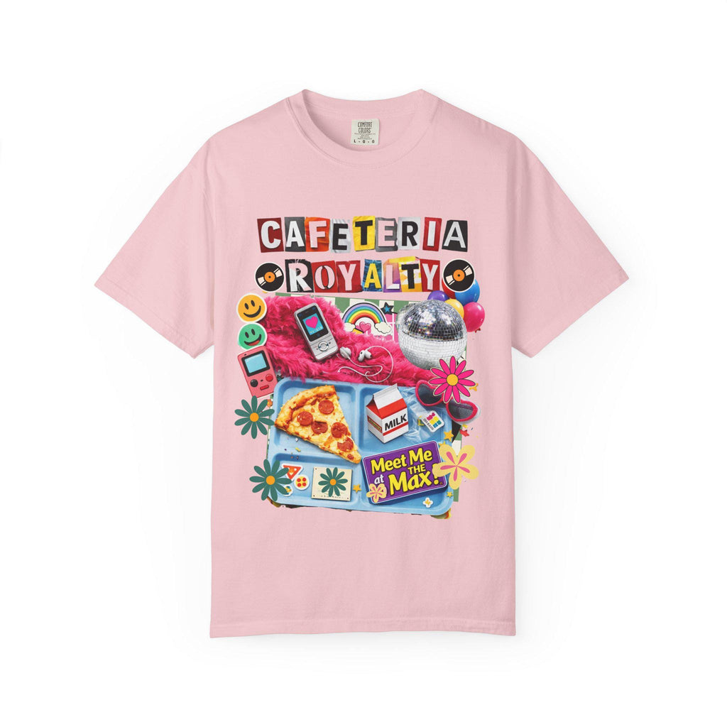 Cafeteria Royalty T-Shirt | Retro School Lunch Pizza Milkbox Smiley Icons Graphic Tee