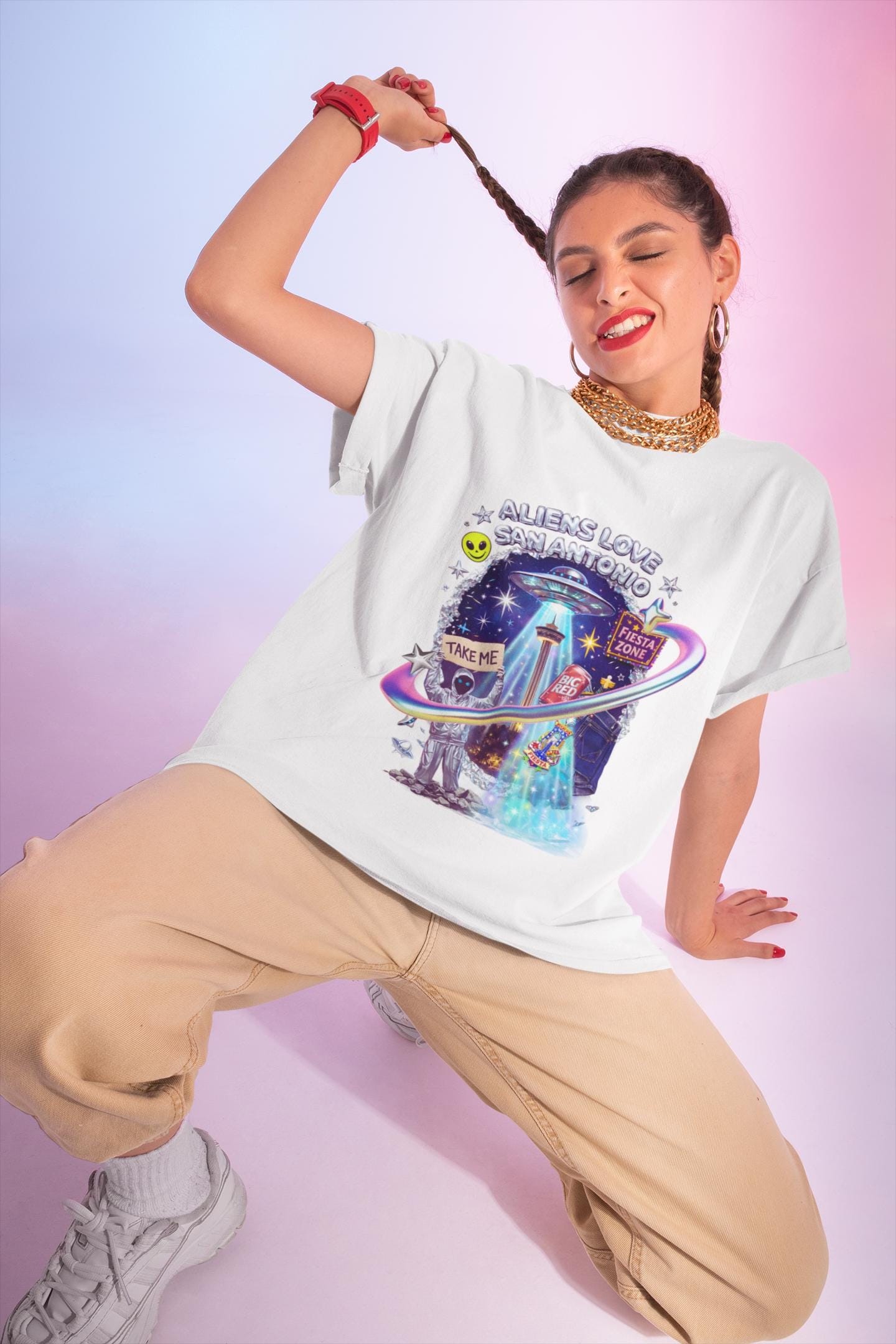 Aliens Love San Antonio T-Shirt | UFO Fiesta Zone Graphic Tee