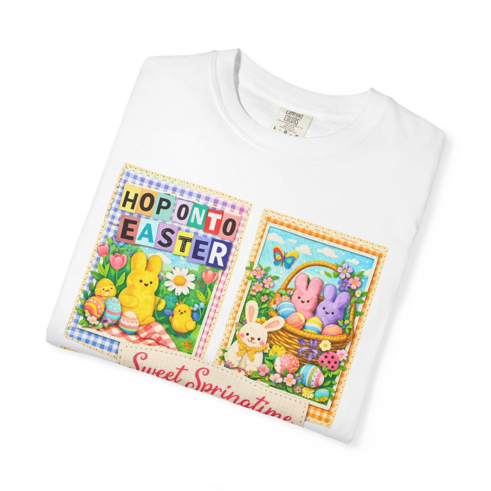 Easter Peeps Collage T-Shirt Sweet Springtime Graphic Tee Holiday Bunny Pastel Seasonal Unisex