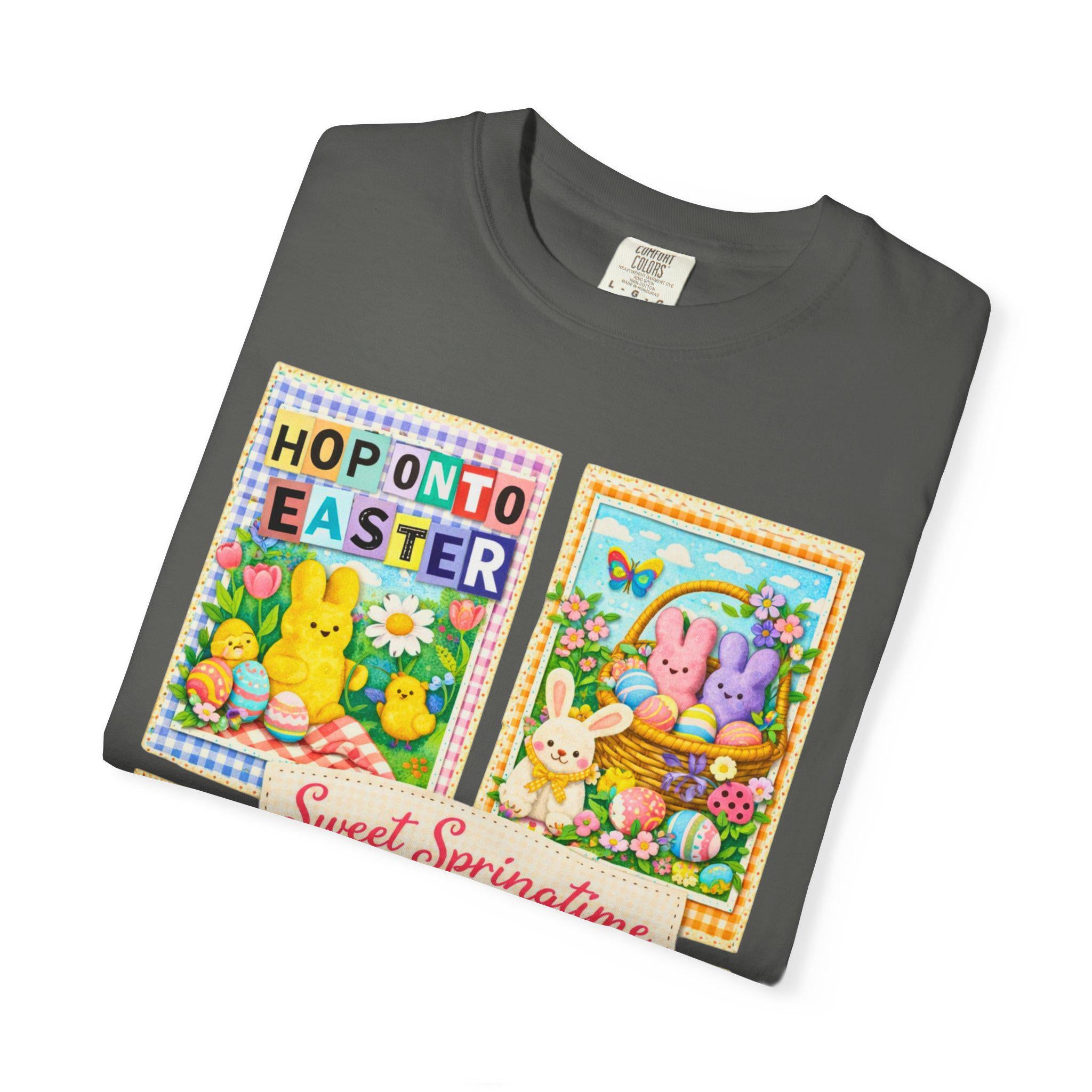 Easter Peeps Collage T-Shirt Sweet Springtime Graphic Tee Holiday Bunny Pastel Seasonal Unisex