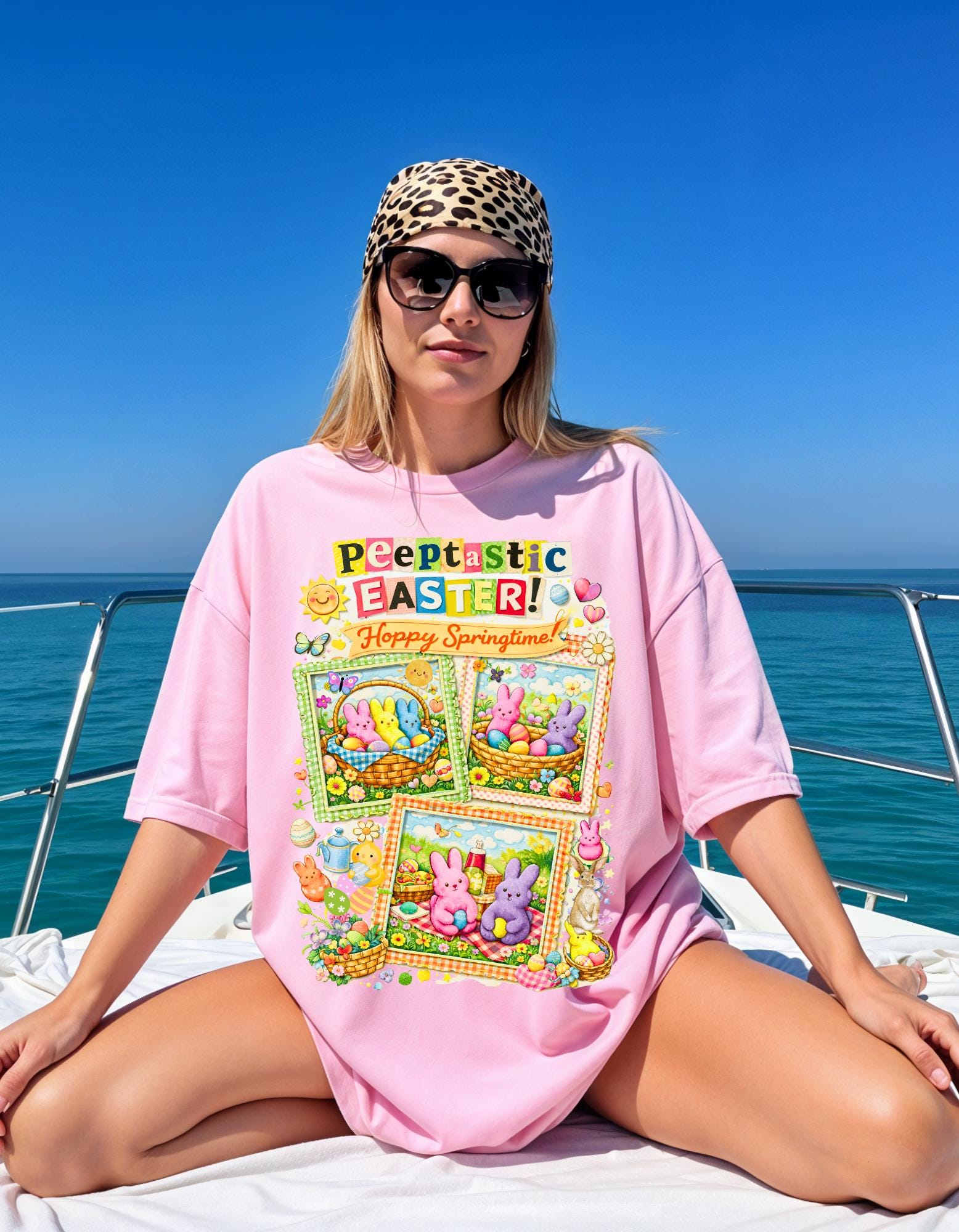 Easter Bunny Collage T-Shirt: Peep-tastic Spring Graphic Tee