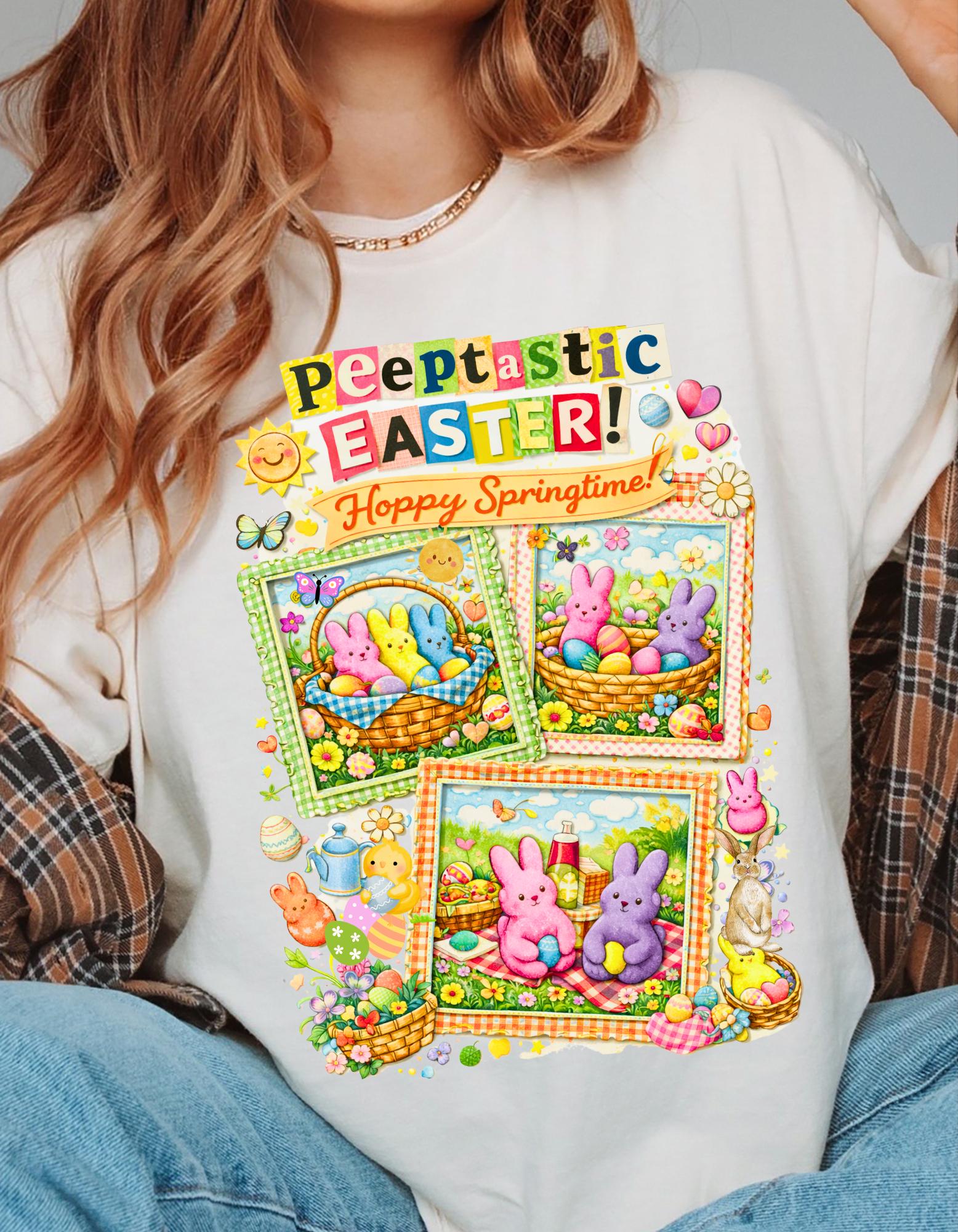 Easter Bunny Collage T-Shirt: Peep-tastic Spring Graphic Tee