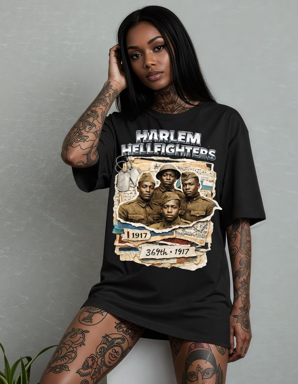Harlem Hellfighters 369th Infantry T-shirt | WWI Soldiers Vintage Map