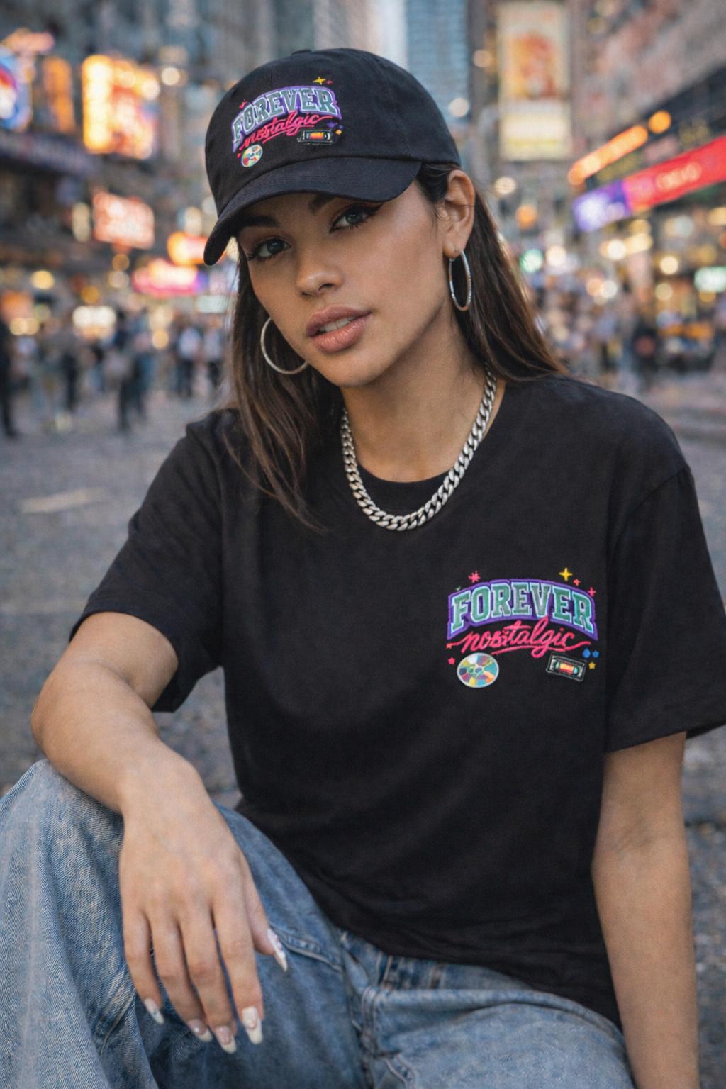 Forever Nostalgic embroidered Dad Cap | Retro roller skate patch