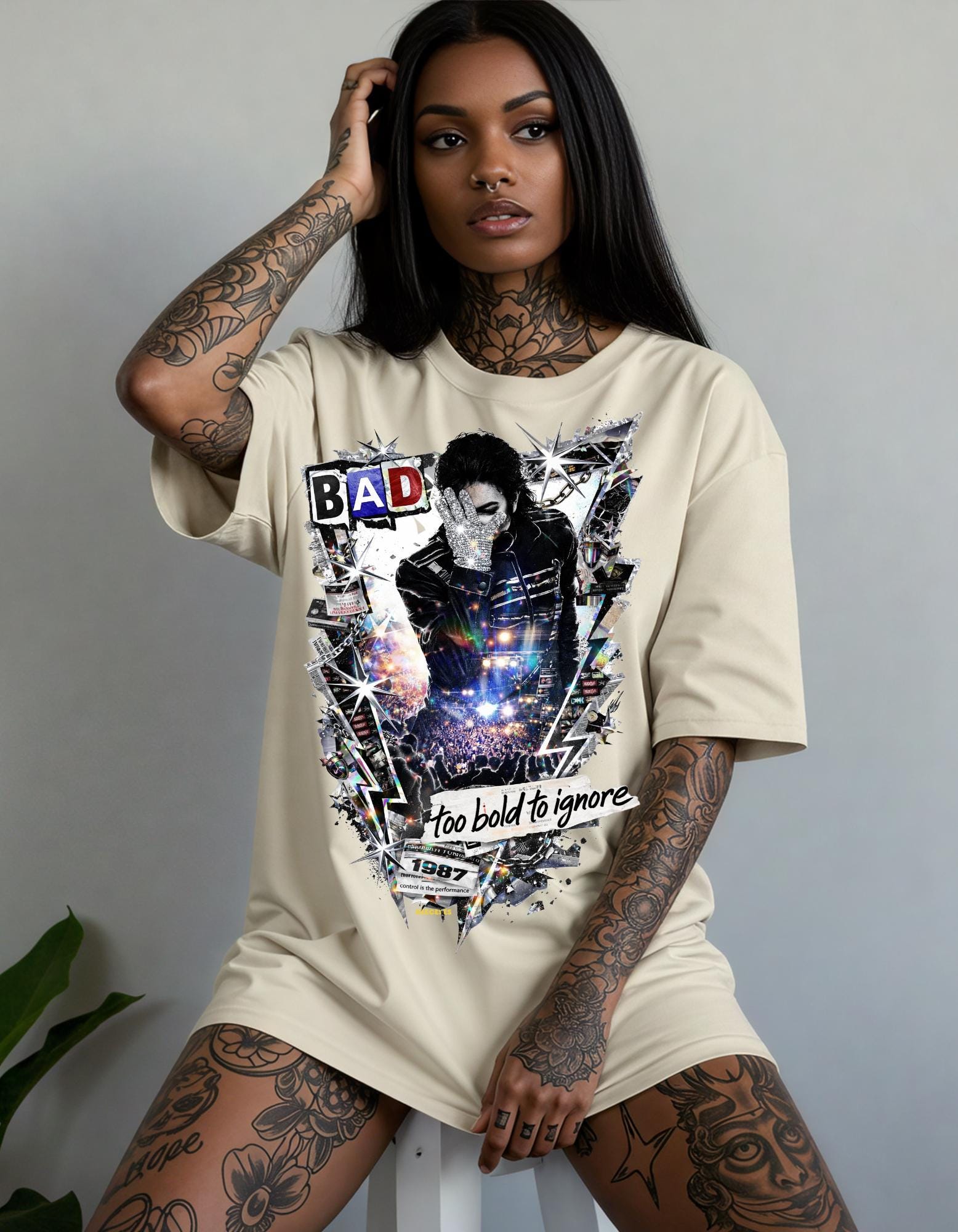 Bad Attitude Graphic T-Shirt | Retro Punk Portrait Too Bold To Ignore Design Vintage Tee