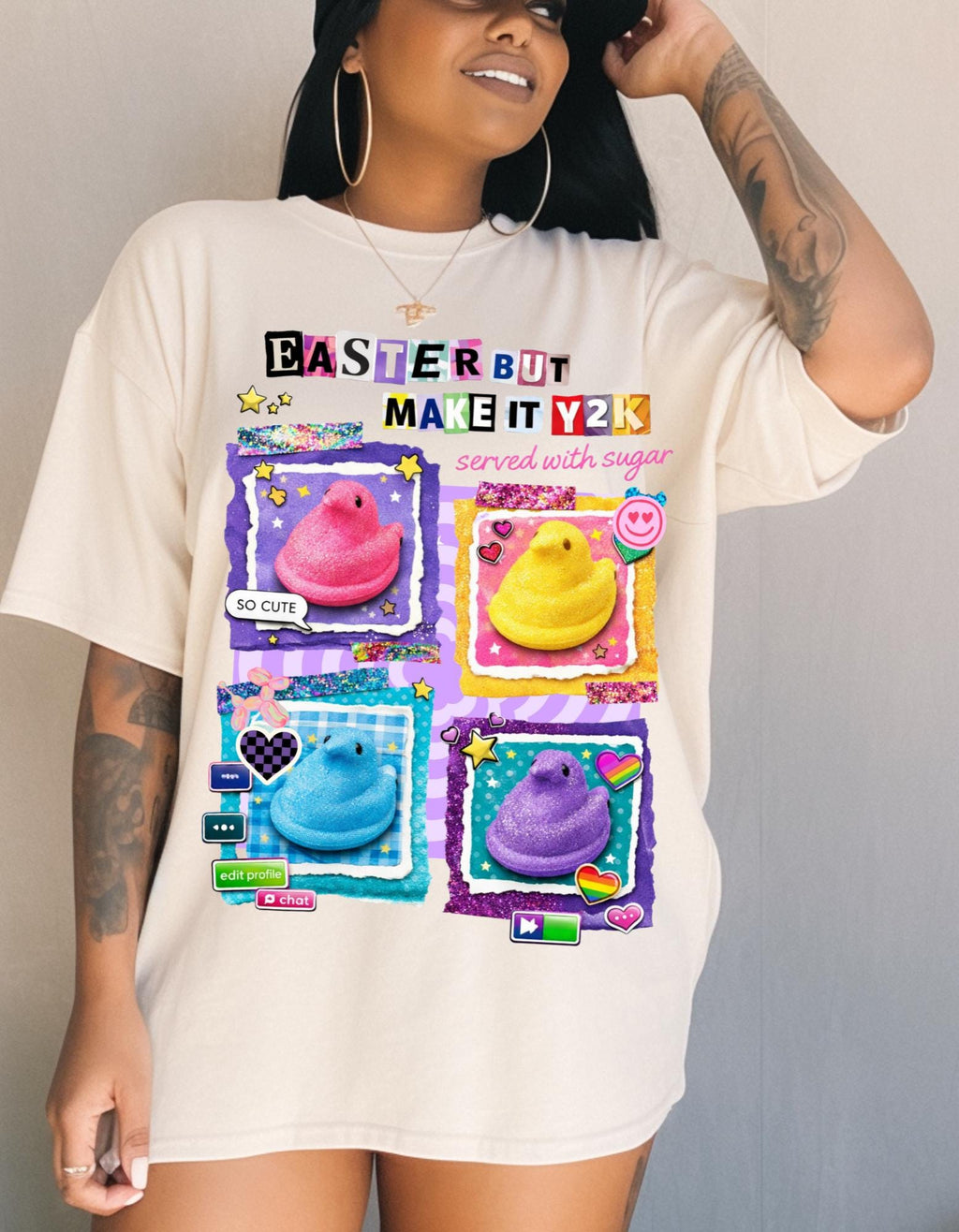 Y2K Easter Peeps T-Shirt | Pastel Candy Collage Graphic Tee
