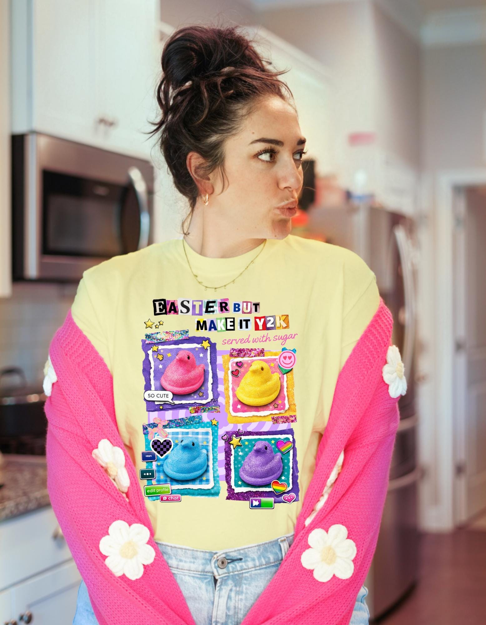 Y2K Easter Peeps T-Shirt | Pastel Candy Collage Graphic Tee