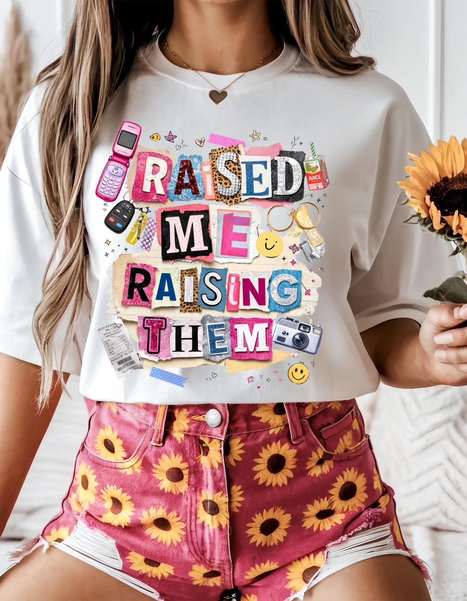 Raised Me Raising Them Retro Collage Mom Pride T-Shirt | Motherhood Appreciation Tee Gift