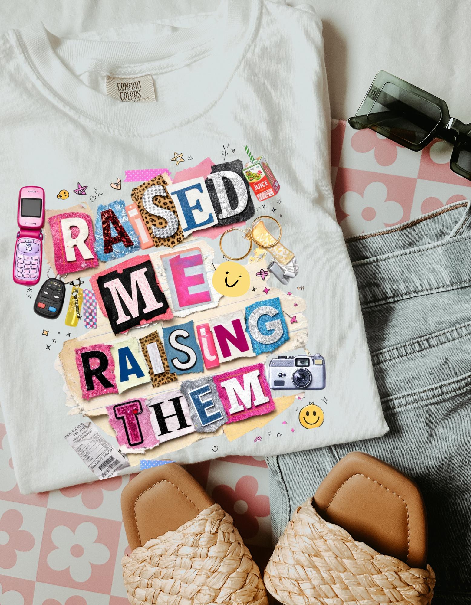 Raised Me Raising Them Retro Collage Mom Pride T-Shirt | Motherhood Appreciation Tee Gift