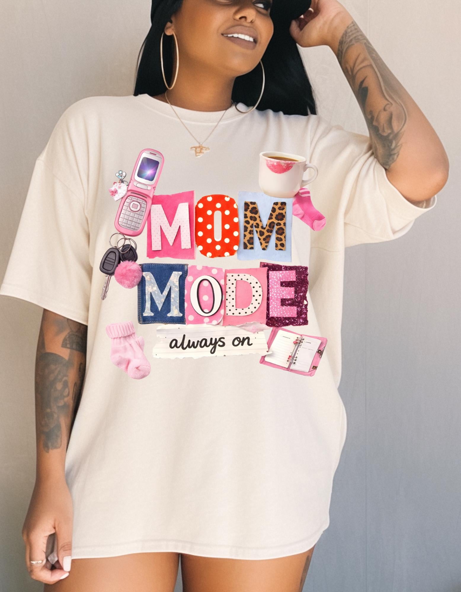 Mom Mode always on T-Shirt | Mom Life Graphic Tee, Mommy Essentials Design