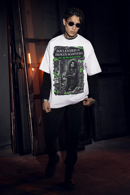 Boulevard of Broken Scooters Graphic T-Shirt Green Punk Band Poster Style Vintage Unisex Tee