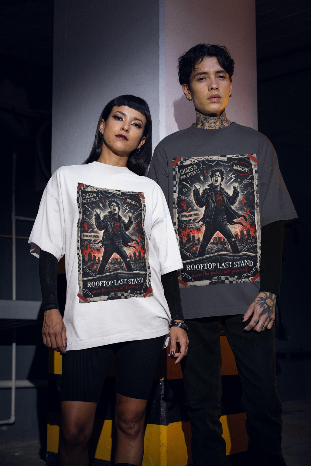 Rooftop Last Stand Punk Rebellion T-shirt