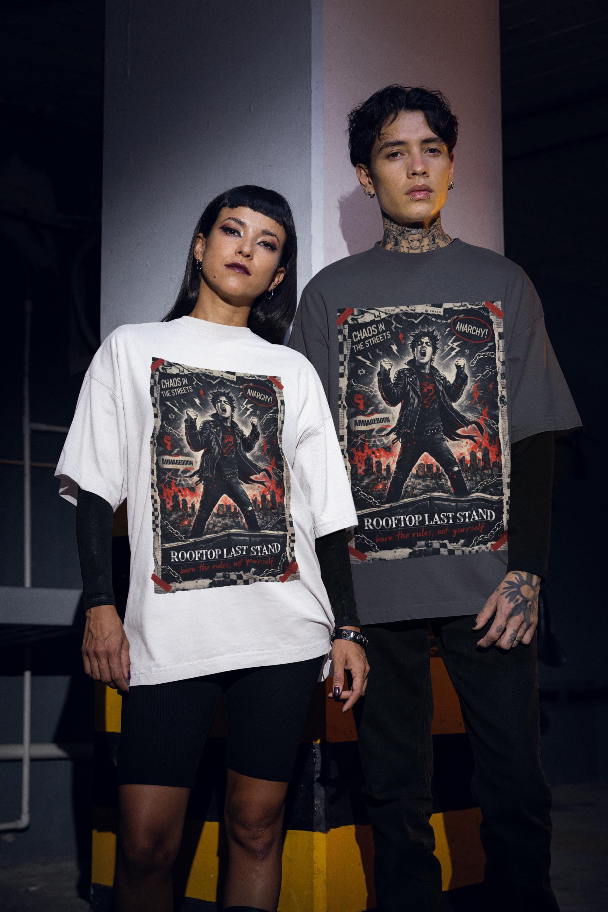 Rooftop Last Stand Punk Rebellion T-shirt