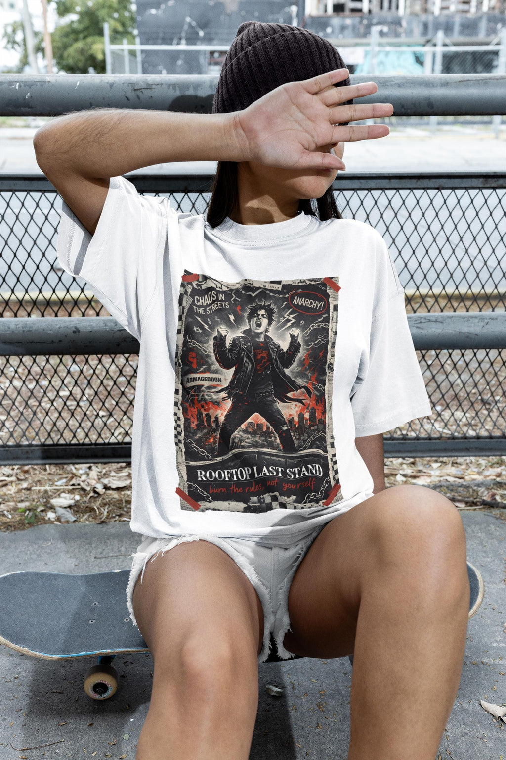 Rooftop Last Stand Punk Rebellion T-shirt