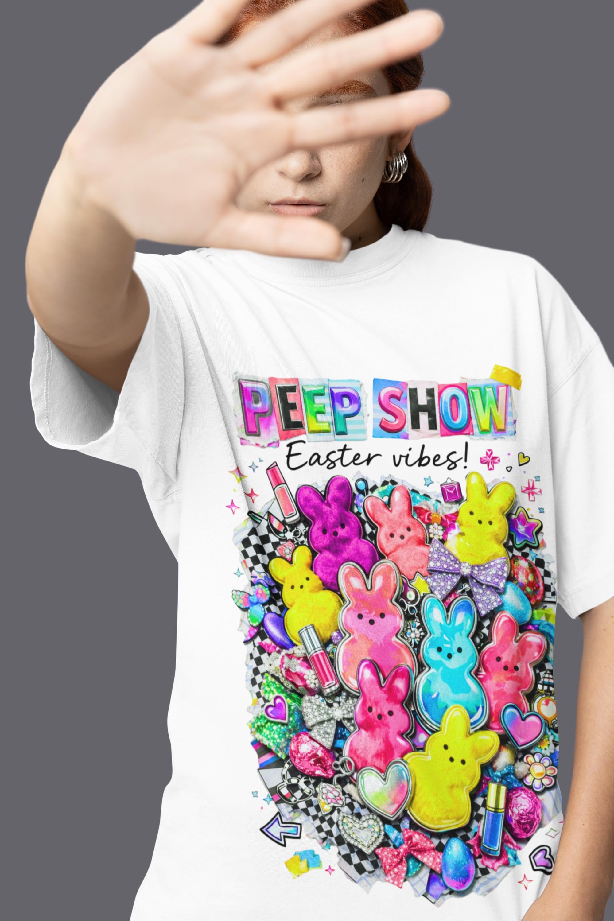 Peep Show Easter T-Shirt - Y2K Kawaii Pastel Collage Tee