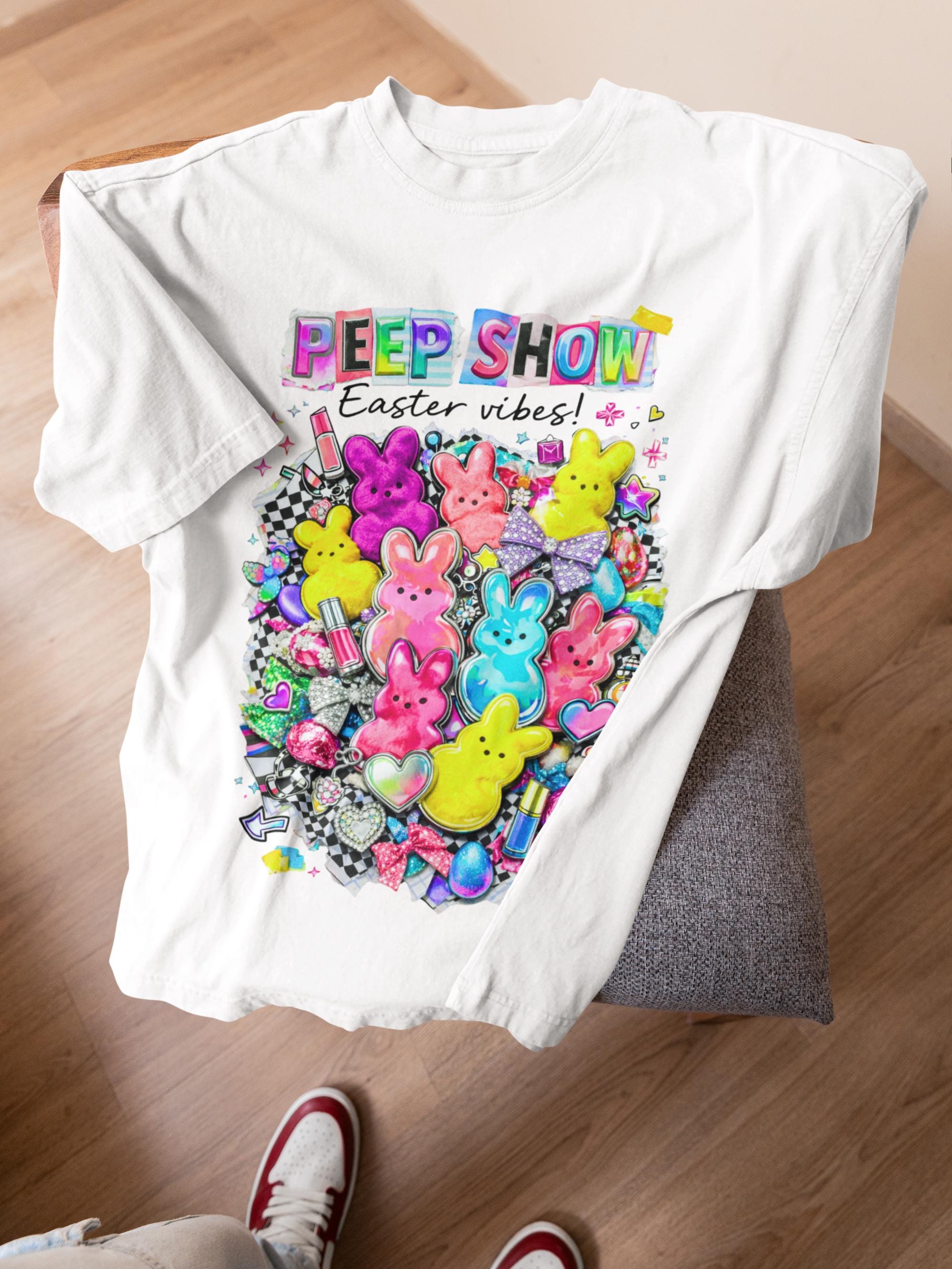 Peep Show Easter T-Shirt - Y2K Kawaii Pastel Collage Tee