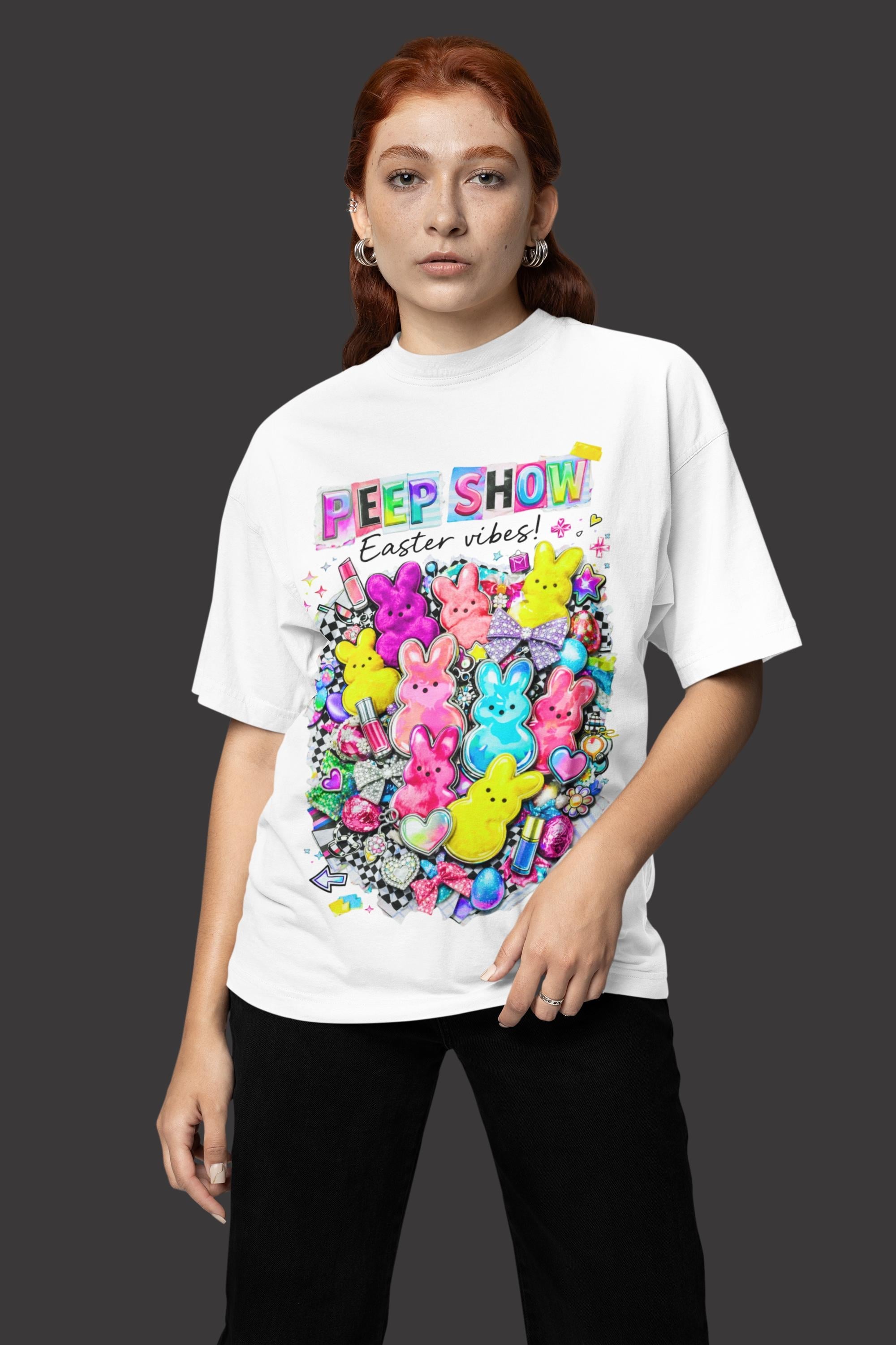 Peep Show Easter T-Shirt - Y2K Kawaii Pastel Collage Tee