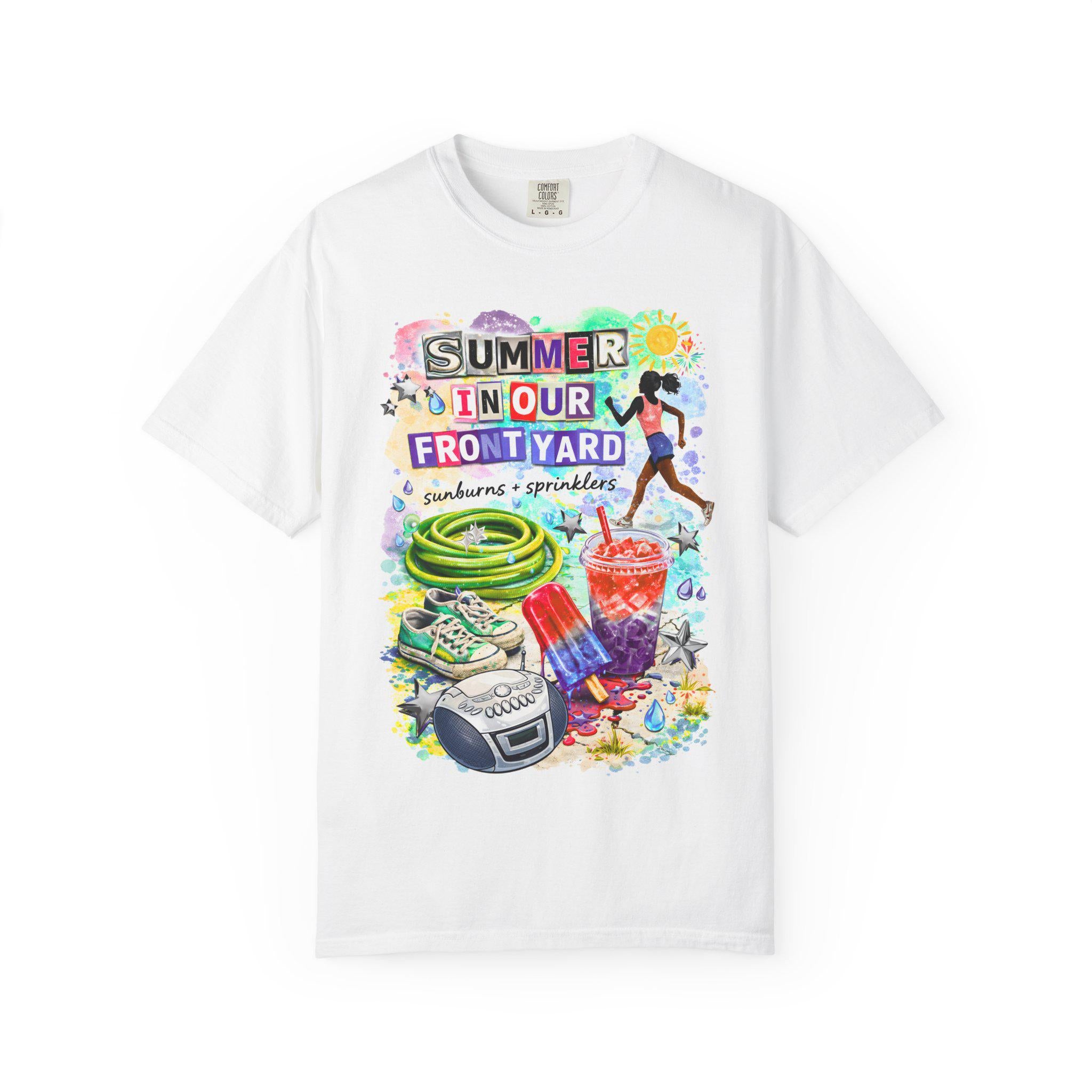 Nostalgic Summer Front Yard Graphic Tee - Comfort Colors Unisex T-Shirt