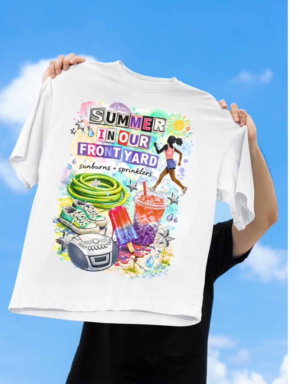 Nostalgic Summer Front Yard Graphic Tee - Comfort Colors Unisex T-Shirt