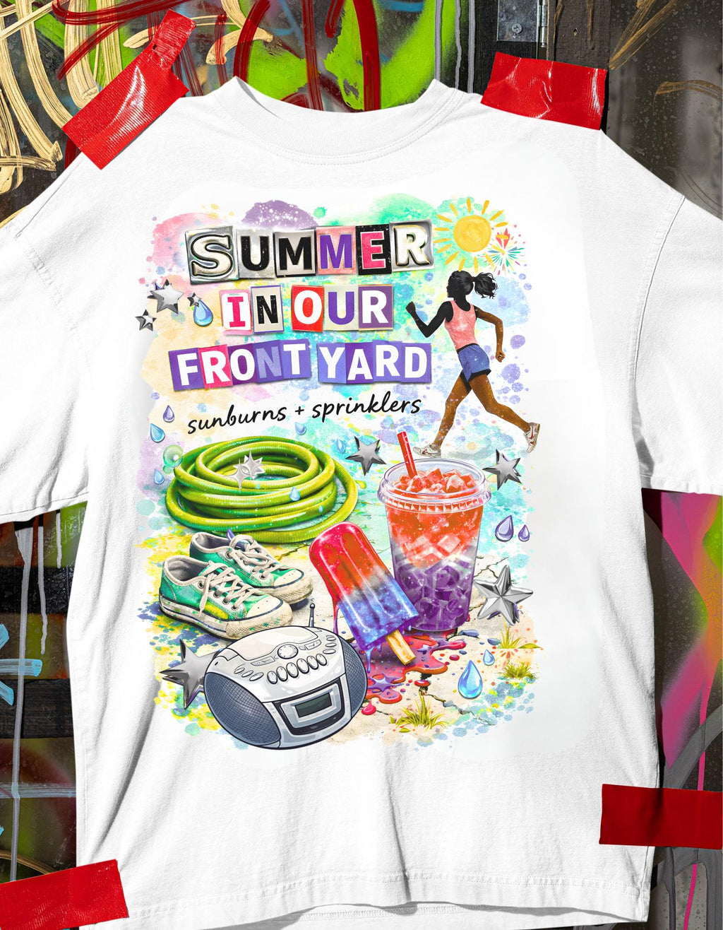 Nostalgic Summer Front Yard Graphic Tee - Comfort Colors Unisex T-Shirt