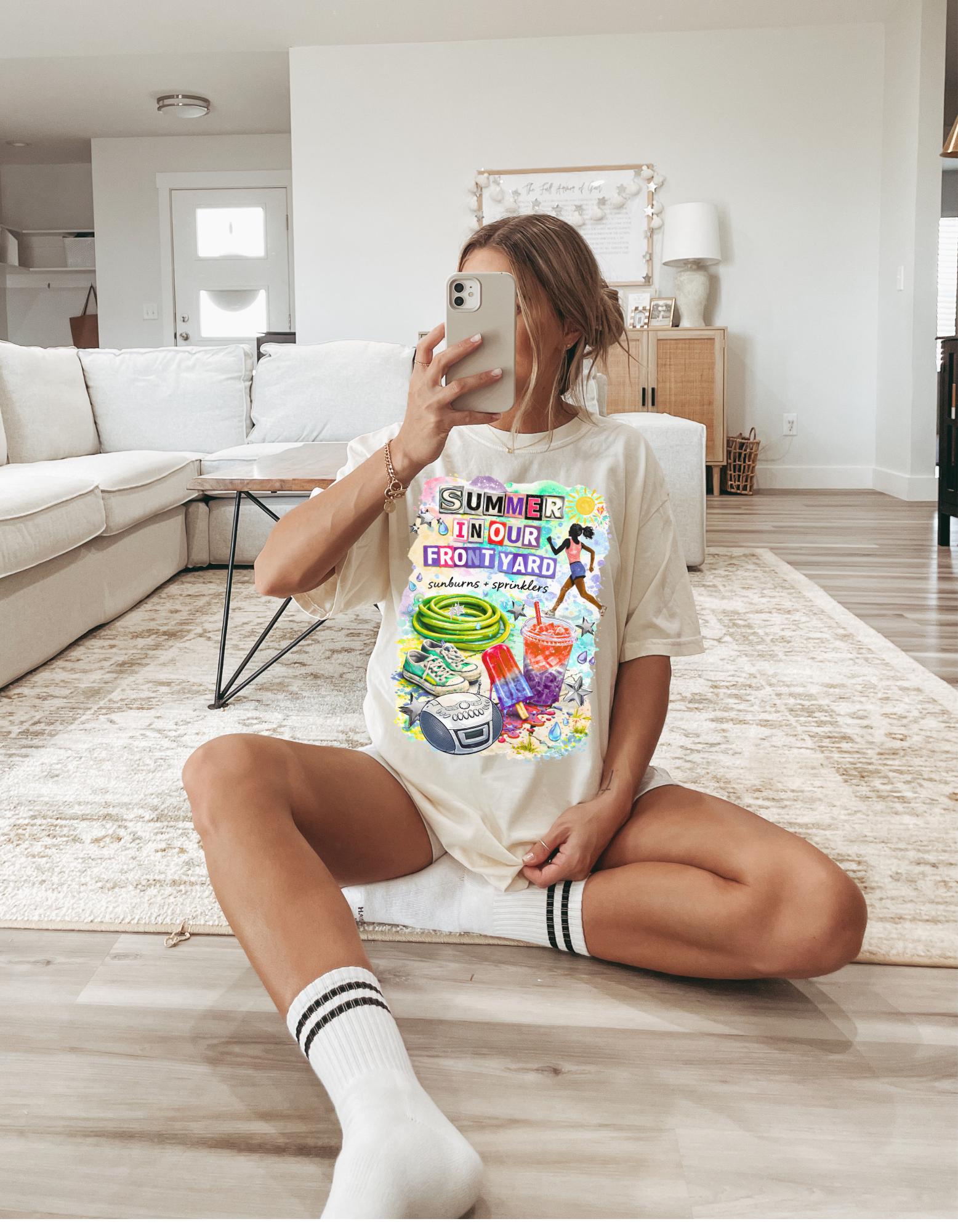 Nostalgic Summer Front Yard Graphic Tee - Comfort Colors Unisex T-Shirt