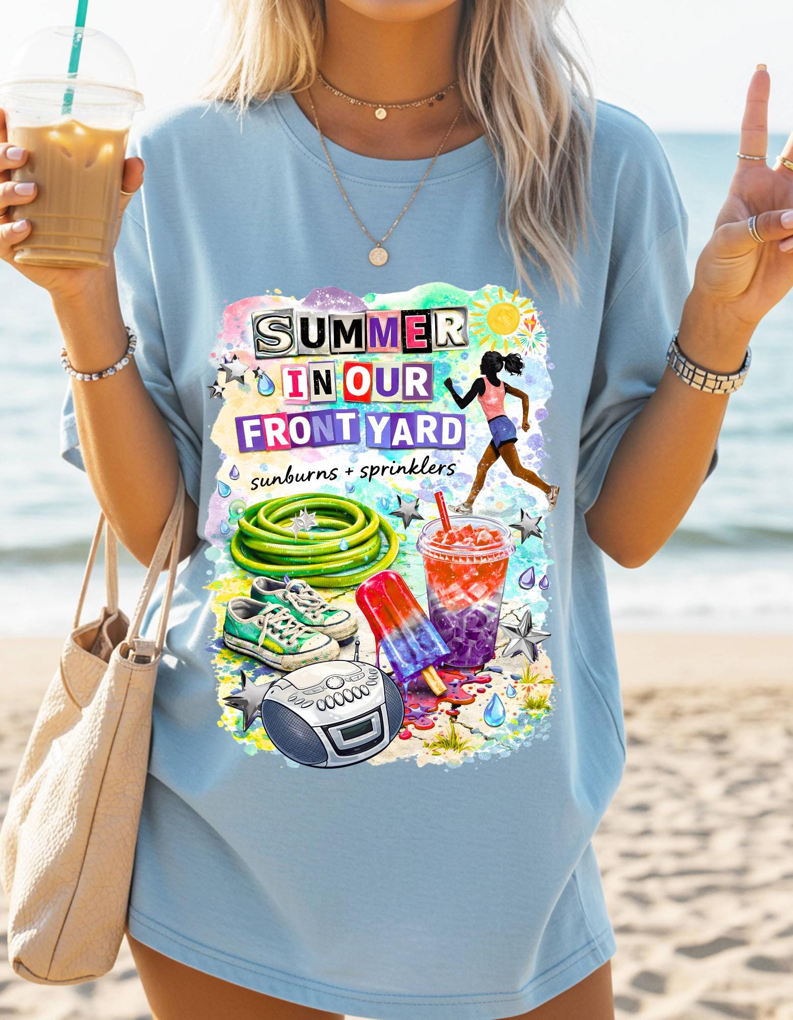 Nostalgic Summer Front Yard Graphic Tee - Comfort Colors Unisex T-Shirt