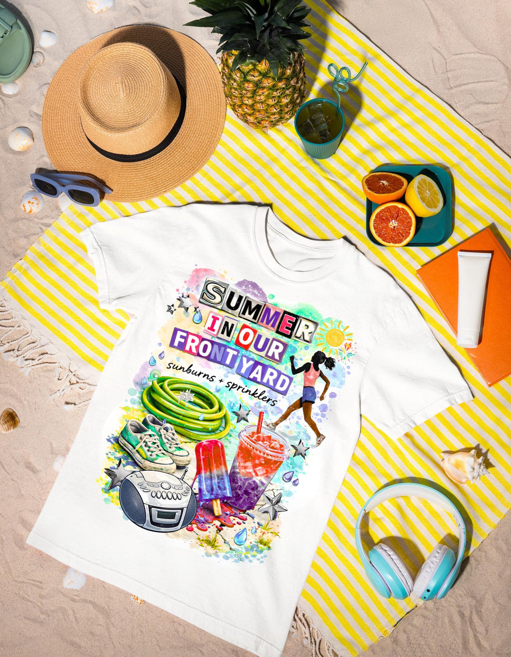 Nostalgic Summer Front Yard Graphic Tee - Comfort Colors Unisex T-Shirt