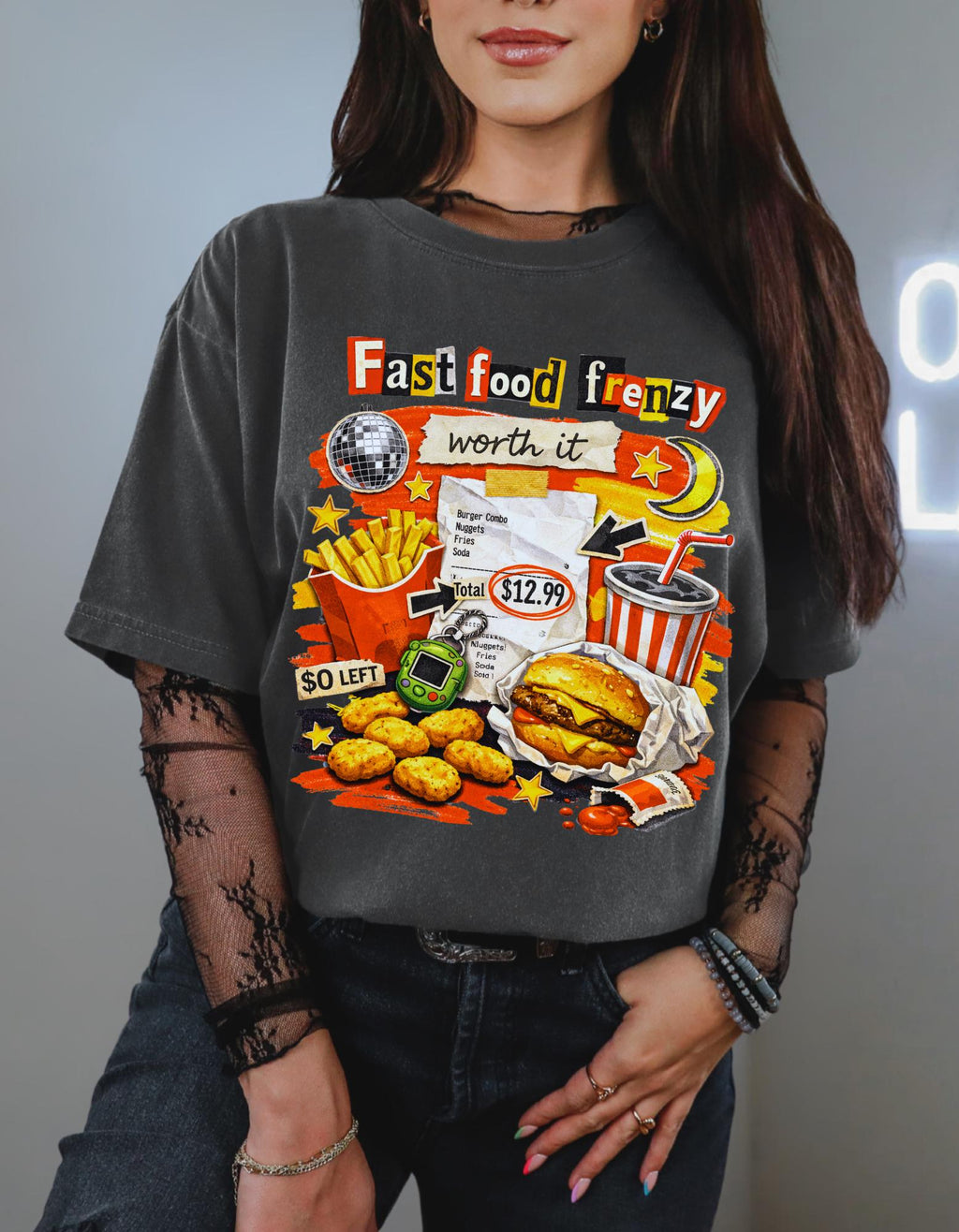 Fast Food Frenzy Graphic Tee | Retro Diner Collage T-Shirt