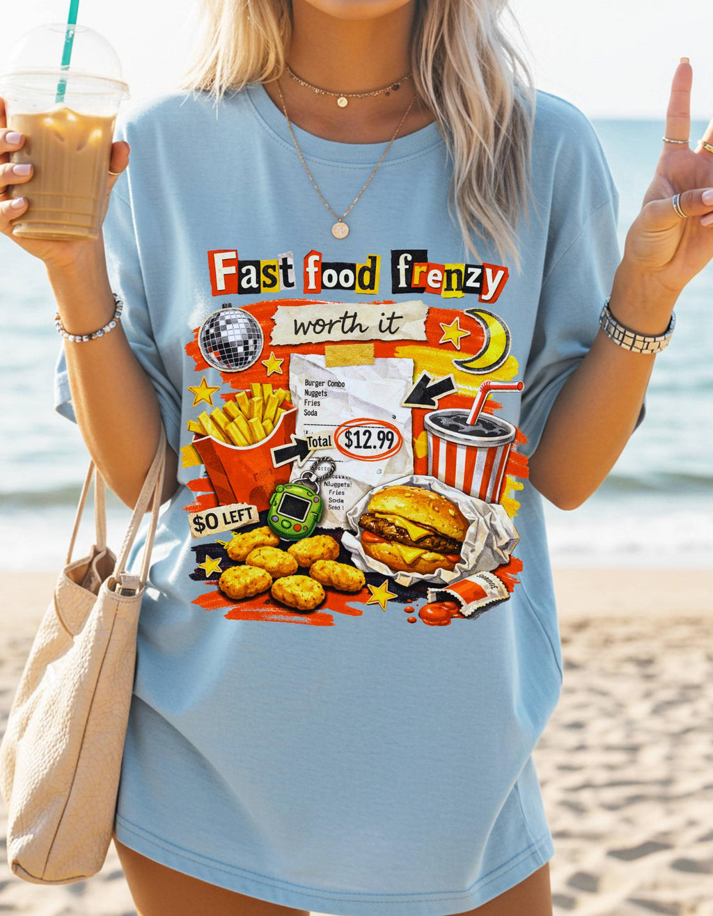 Fast Food Frenzy Graphic Tee | Retro Diner Collage T-Shirt