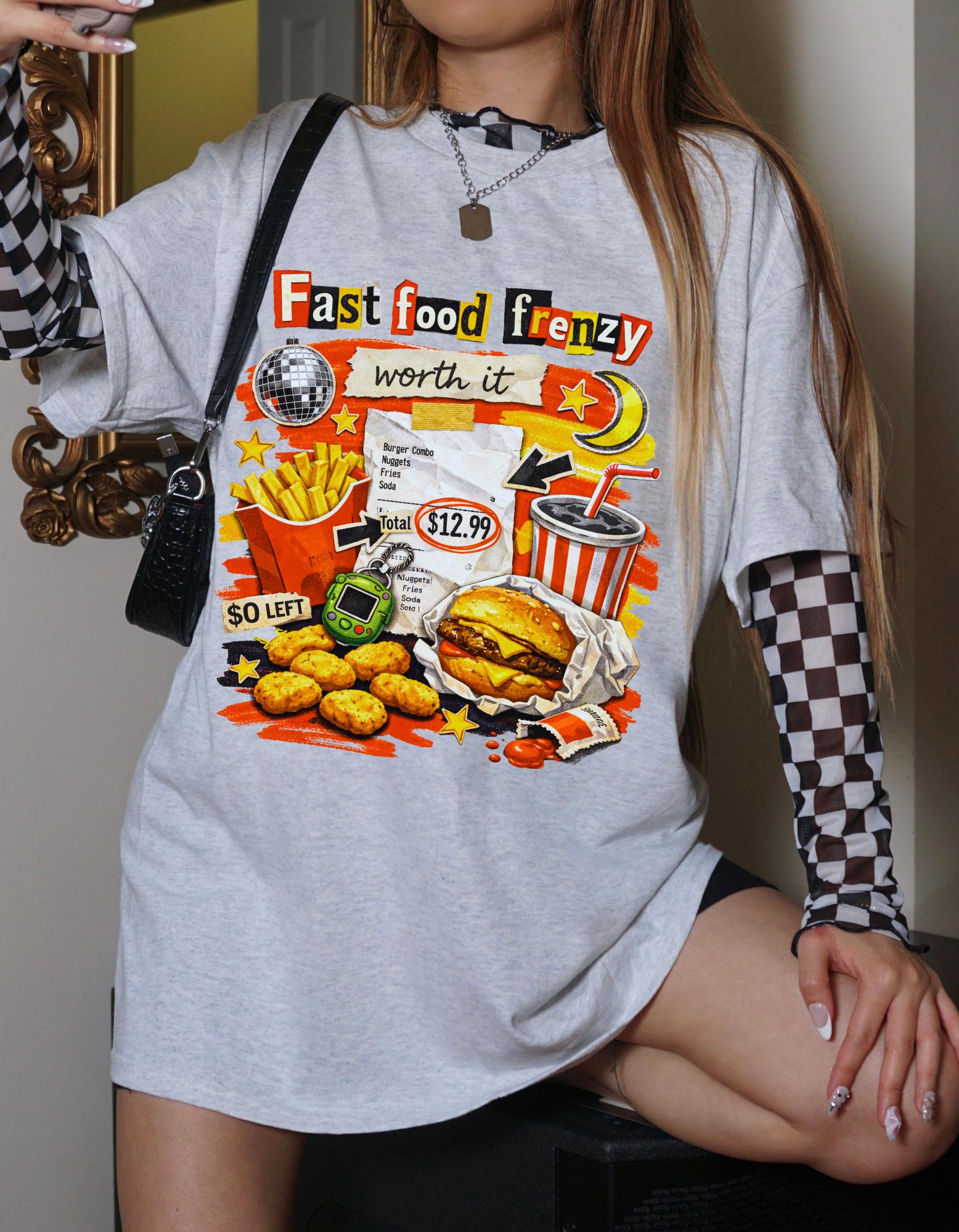 Fast Food Frenzy Graphic Tee | Retro Diner Collage T-Shirt