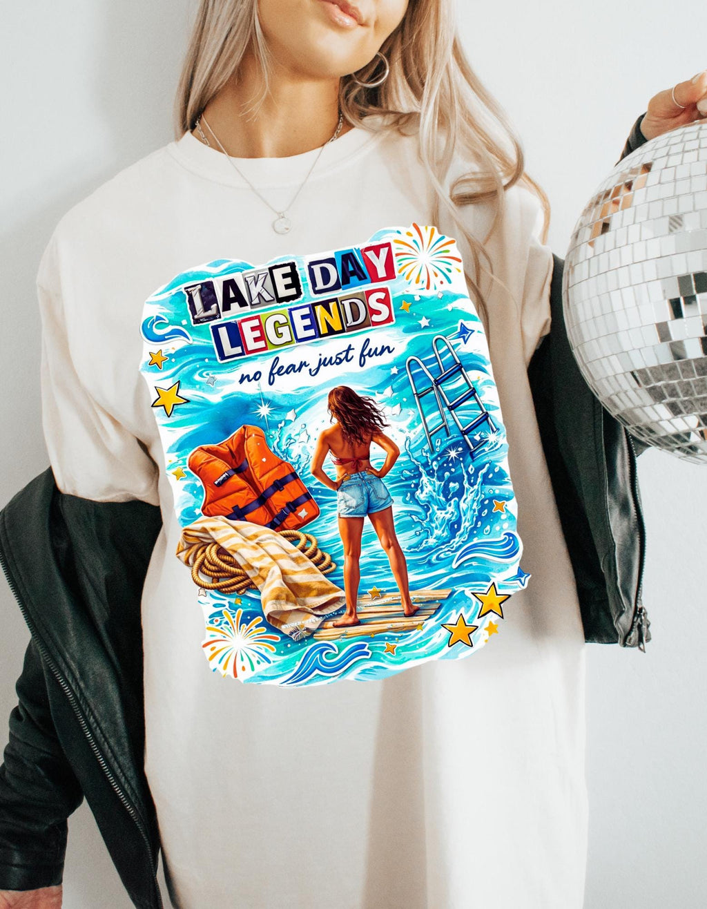 Lake Day Legends T-Shirt | Beach Scene Woman on Dock Summer Vibes Unisex Tee