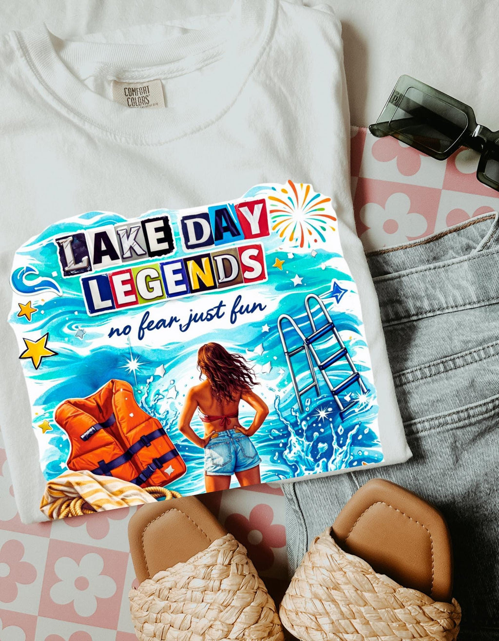 Lake Day Legends T-Shirt | Beach Scene Woman on Dock Summer Vibes Unisex Tee