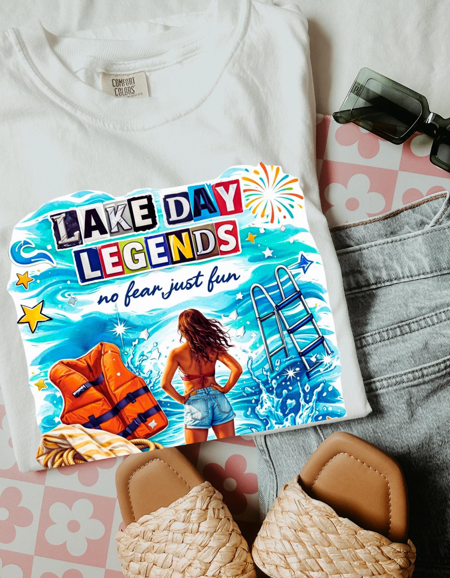 Lake Day Legends T-Shirt | Beach Scene Woman on Dock Summer Vibes Unisex Tee