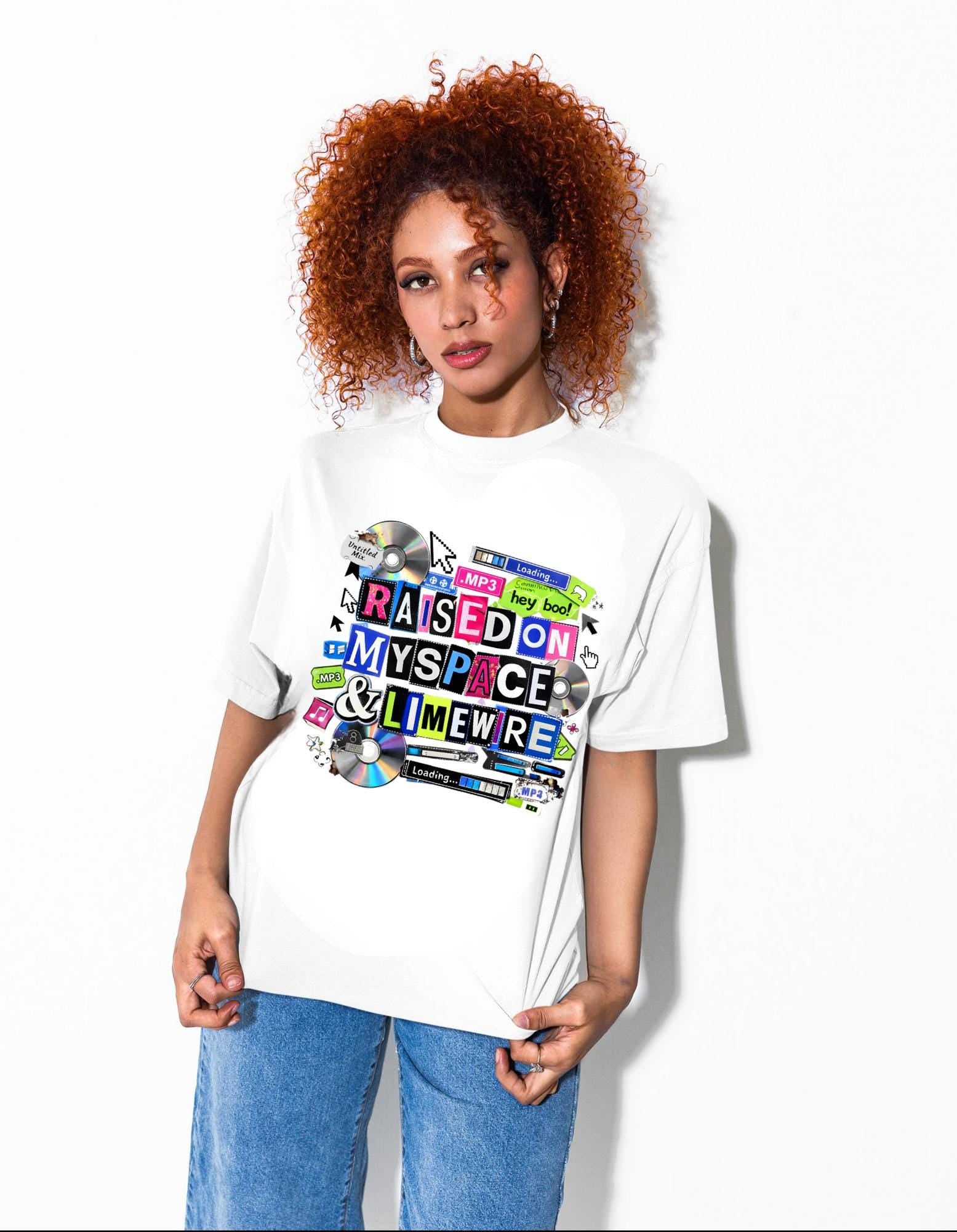 Raised on MySpace & LimeWire T-shirt | 2000s Nostalgia, CDs, Retro Internet