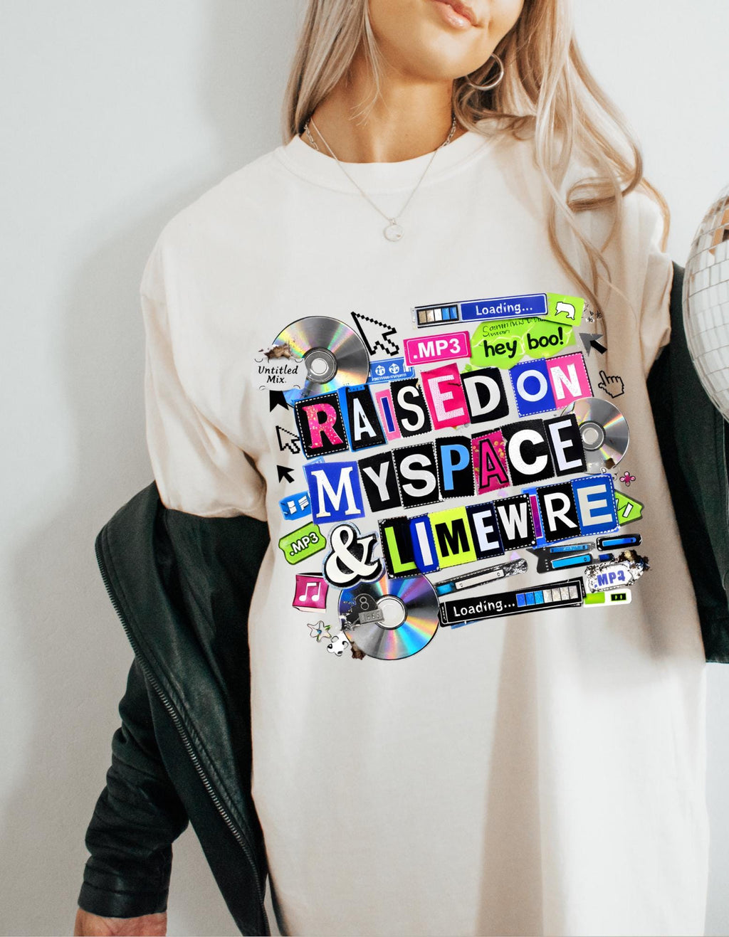 Raised on MySpace & LimeWire T-shirt | 2000s Nostalgia, CDs, Retro Internet
