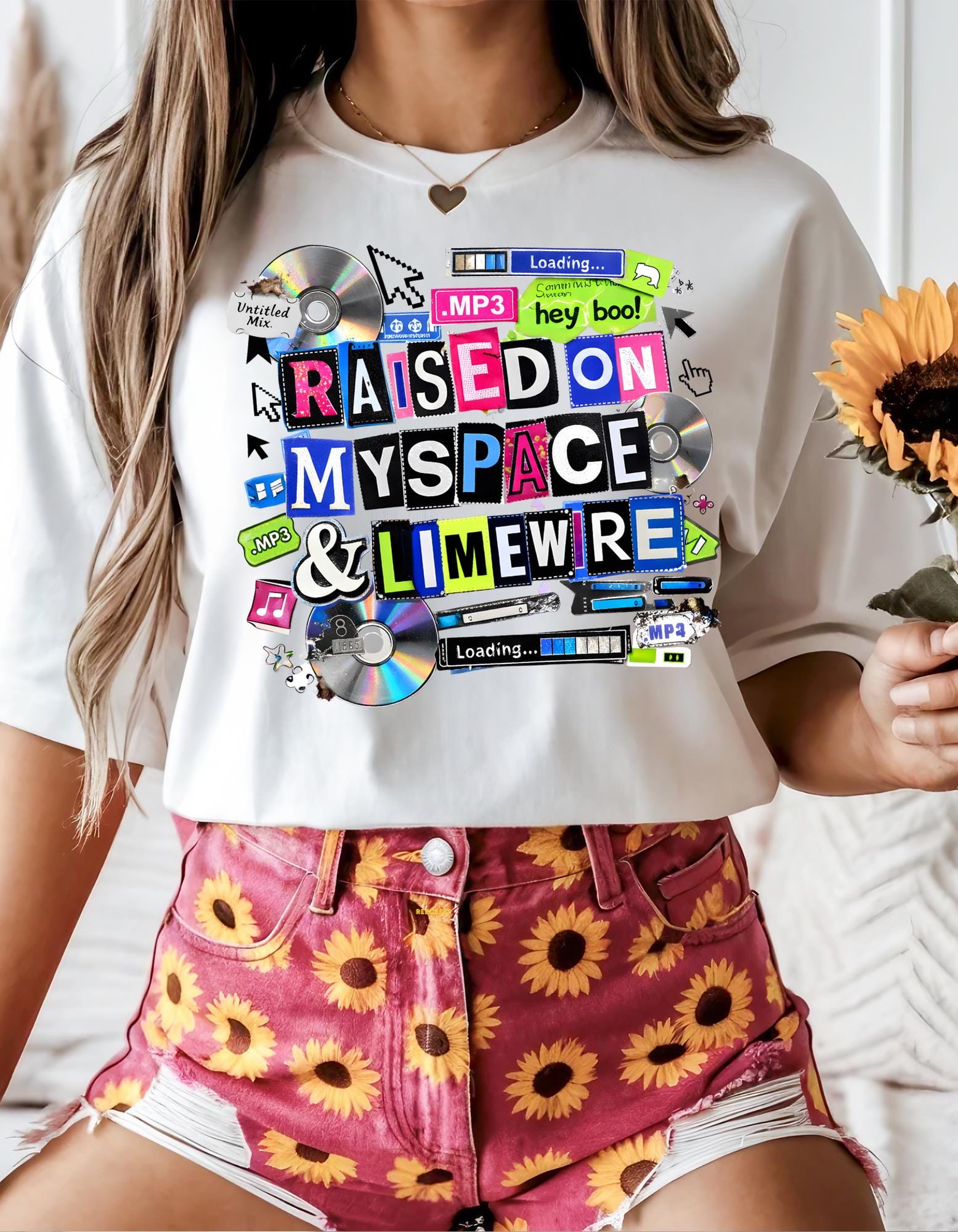 Raised on MySpace & LimeWire T-shirt | 2000s Nostalgia, CDs, Retro Internet